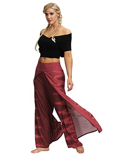 URVIP Women's Boho Harem Pants - Hippie Palazzo Casual Loose Yoga Pants with High Waist | Perfect for Yoga, Meditation, Beach & Festival Outfits