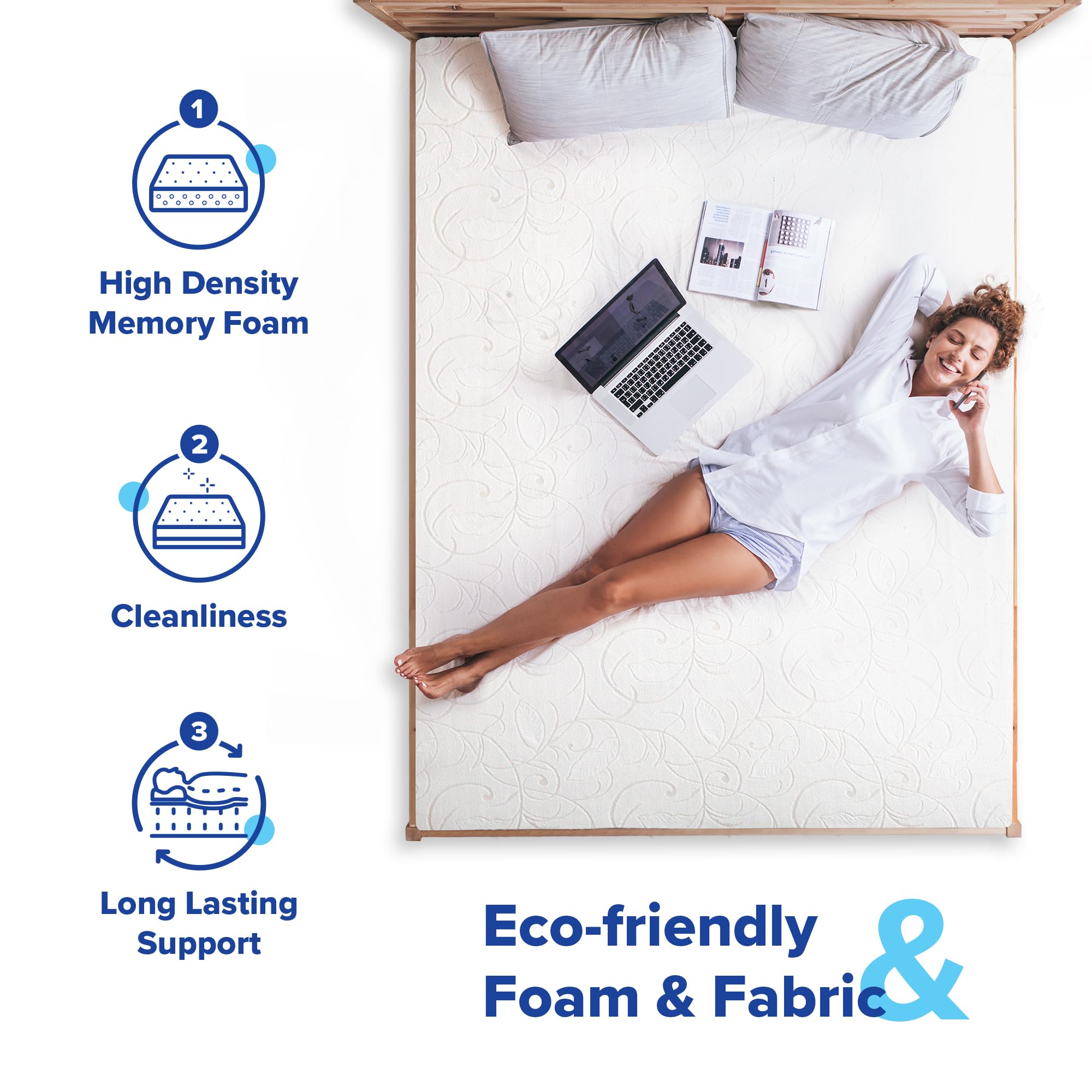 Olee Sleep 9 Inch Full Size Gel Memory Foam Mattress - CertiPUR-US Certified, Medium Firm, Pressure Relief & Cooling Comfort - Perfect for Back Pain Relief, Guest Rooms & Dorm Beds