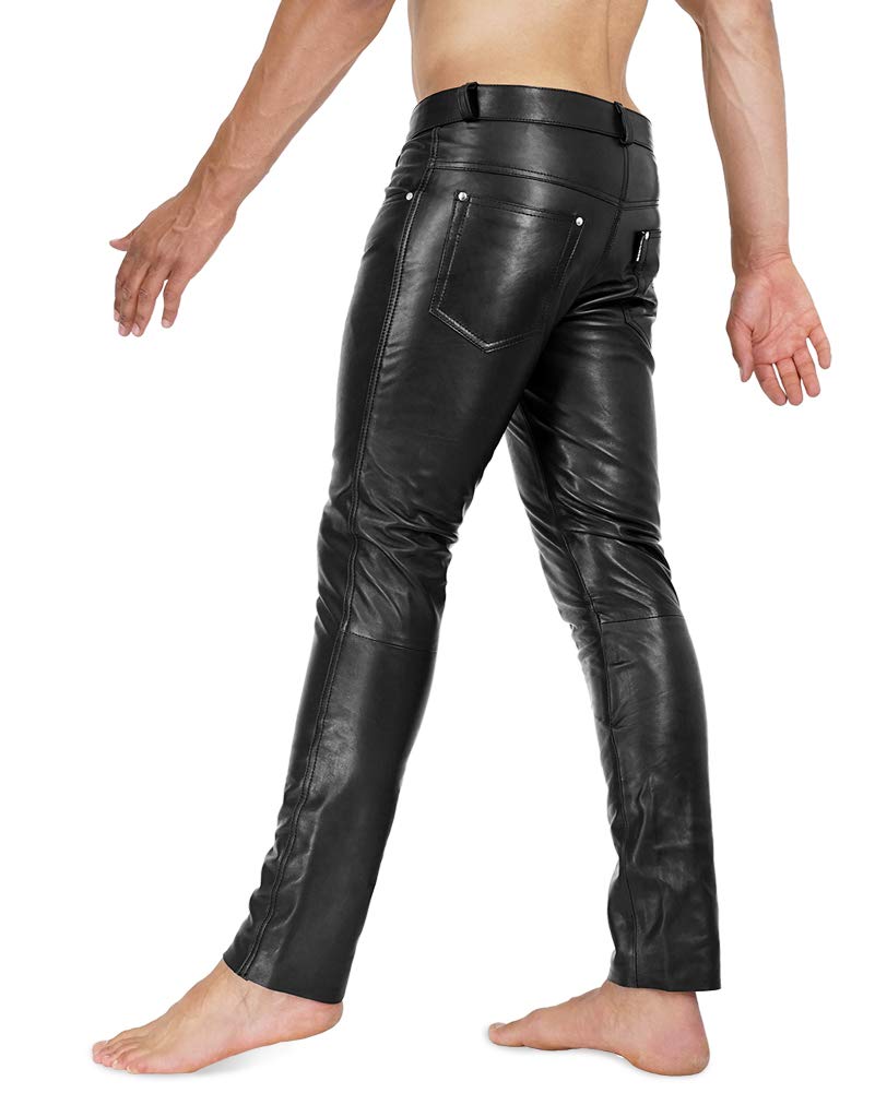 Bockle® 1991 Genuine Leather Pants for Men - Skinny Slim Fit Tube Jeans | Stylish Motorcycle Riding & Night Out Fashion