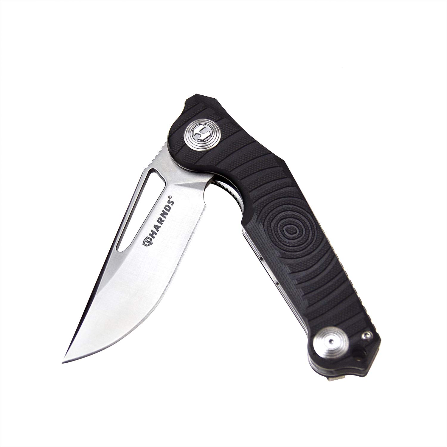 **Harnds Time Folding Knife - Sandvik 14C28N Steel Blade, G10 Handle, Pocket Clip - EDC, Camping, Hiking & Outdoor Survival (Black)**