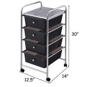 Happygrill 4-Drawer Rolling Storage Cart with Locking Wheels - Mobile Organizer for Home Office, Craft Supplies, Scrapbooking & Paper Storage - Perfect for Office Organization, Classroom & Craft Room