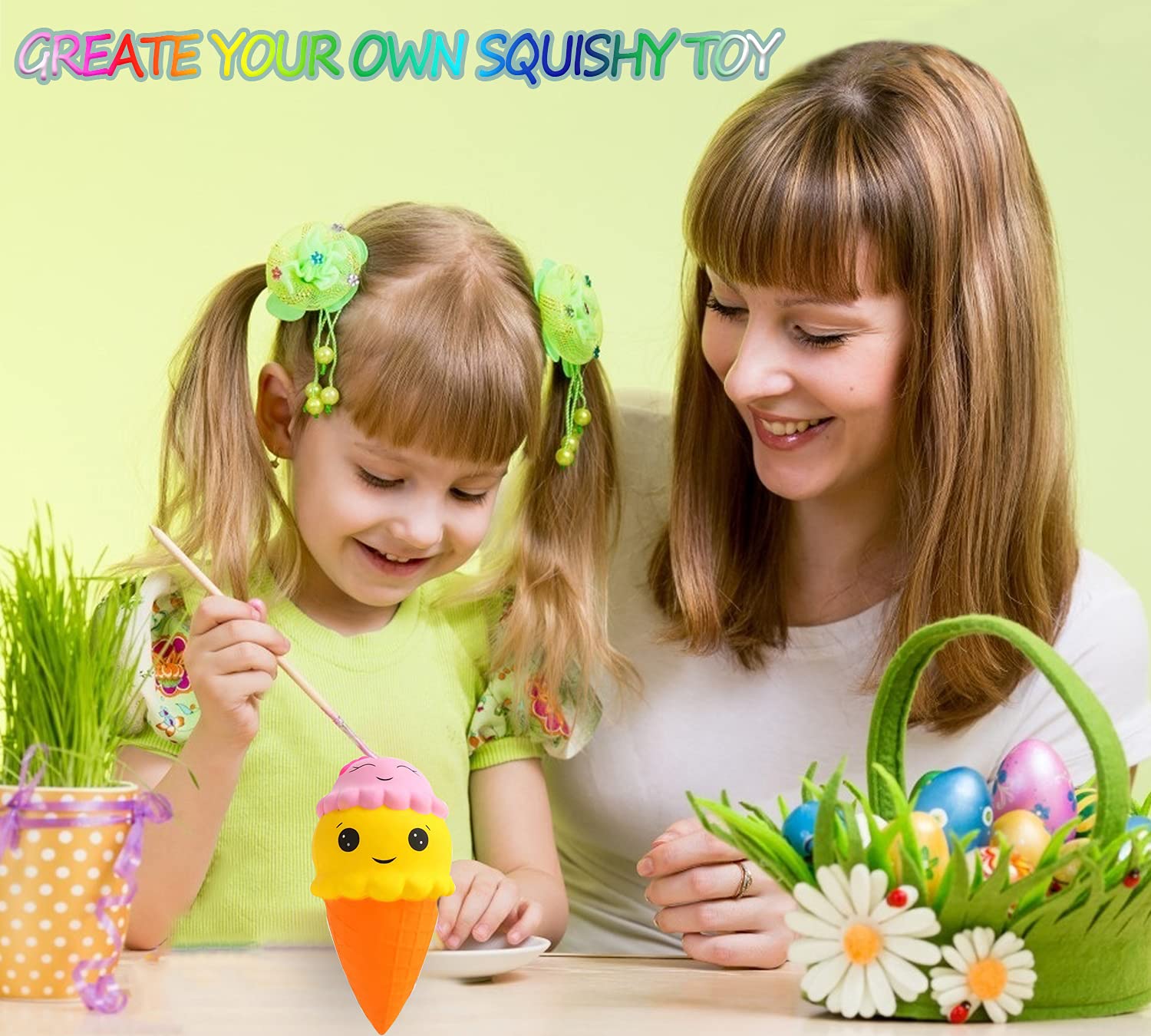 7Pcs DIY Dessert Squishies Kit for Girls - Arts & Crafts Gift for Kids & Adults - Stress Relief Toys for Christmas & Home Decor
