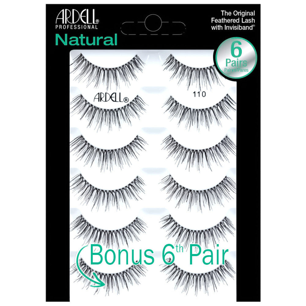 Ardell Natural #110 False Eyelashes 6 Pack - Lightweight, Reusable Lashes for Everyday Wear & Special Occasions