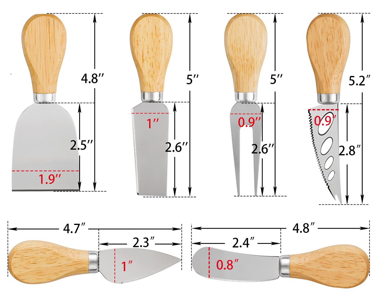 Premium 6-Piece Stainless Steel Cheese Knife Set - Cheese Knife, Spreader, Fork, Slicer & Cutter with Butter Knife - Perfect for Charcuterie Boards, Wine Parties & Gourmet Cheese Platters