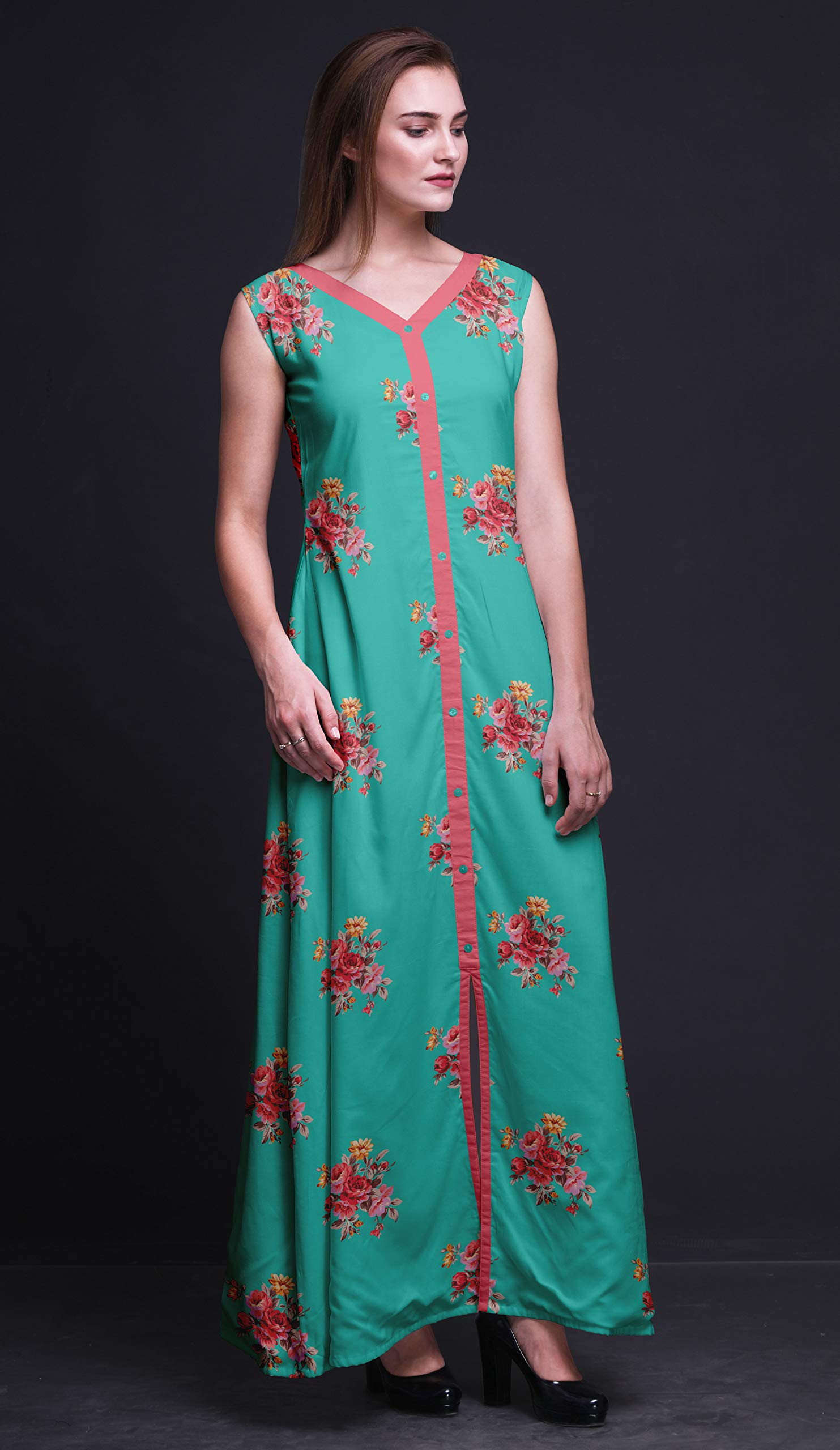 Bimba Women's Sleeveless Long Beach Dress with Front Slit - Flowy Summer & Spring Maxi Dress for Vacation, Poolside, Date Night and Casual Outings