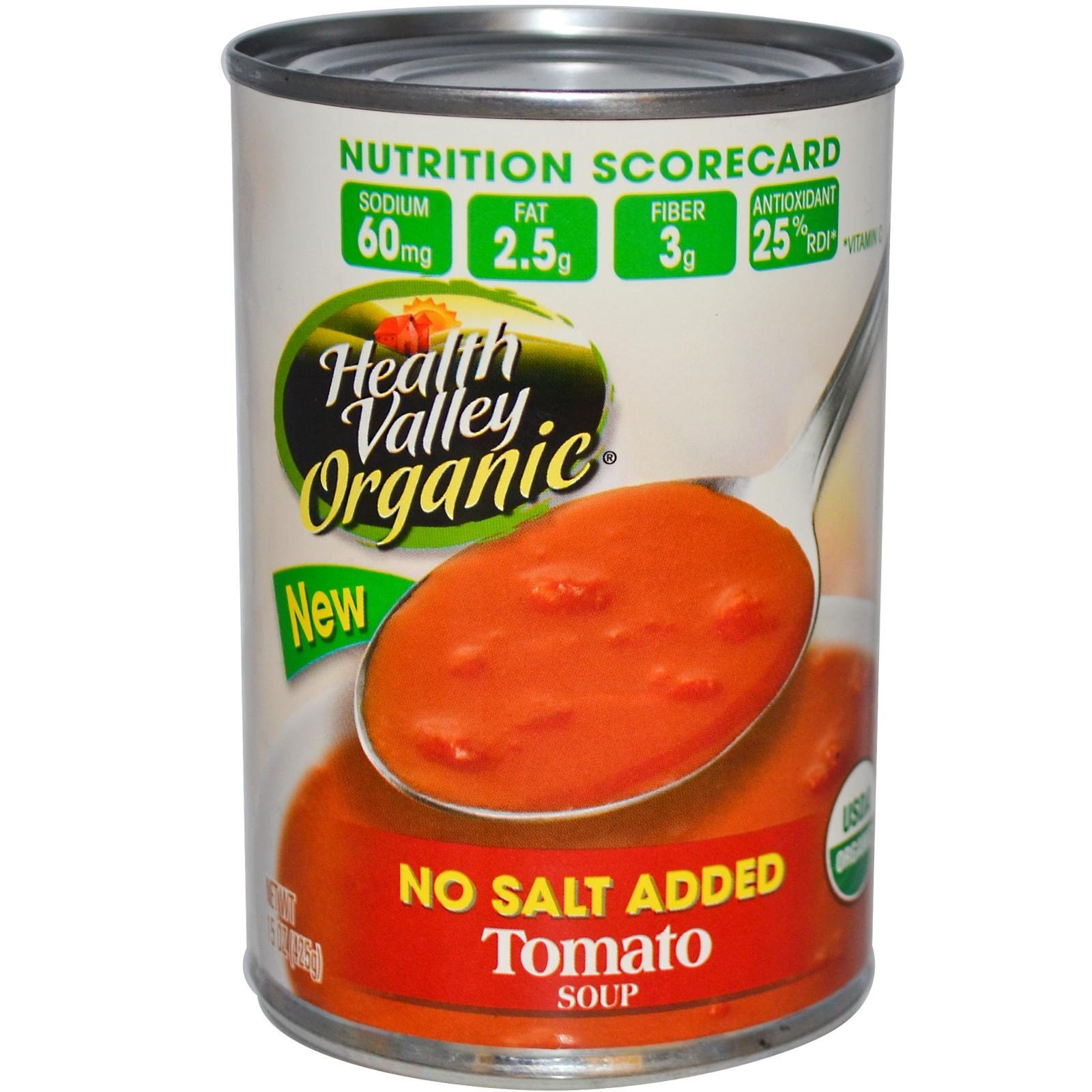 Organic Tomato Soup No Salt Added - Health Valley 15 oz (Pack of 3) | Healthy Vegan Gluten-Free Soup for Lunch, Dinner & Quick Meals