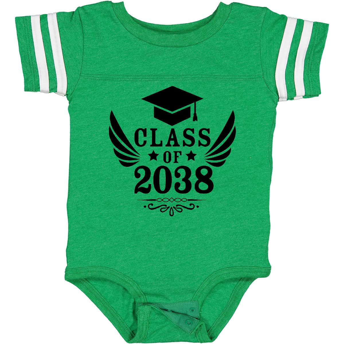 Inktastic Class of 2038 Graduation Cap & Wings Baby Bodysuit - Cute Infant Onesie for Future Graduates, Baby Shower Gift, First Birthday Outfit