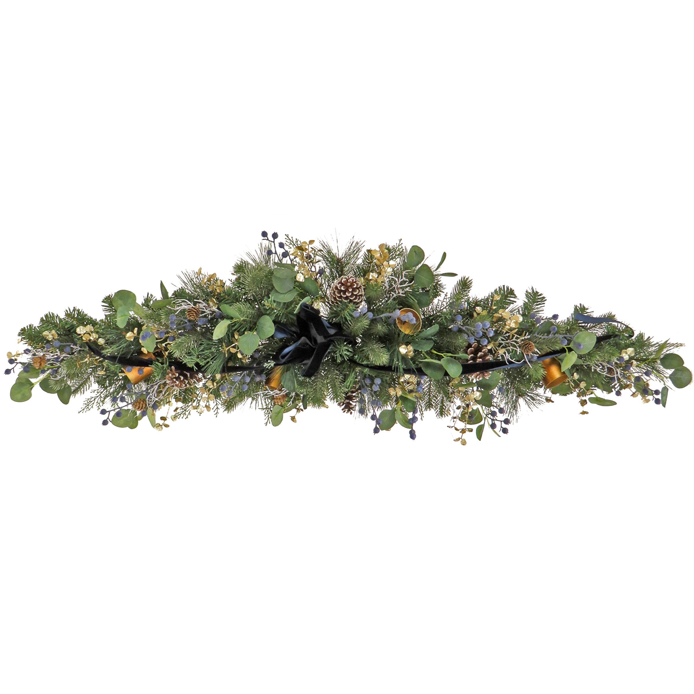 60 Inch HGTV Home Collection Swiss Chic Mantle Swag - Elegant Fireplace Decor for Living Room & Holiday Season