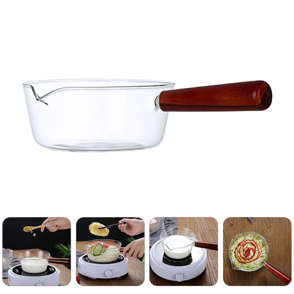 **400ML Transparent Glass Saucepan with Lid - Nonstick Pasta Pot, Milk Pan for Stovetop Cooking - Perfect for Noodle Soup, Milk, and Food Prep | Durable Kitchen Cookware**    *(Use Cases: Ideal for boiling milk, making pasta, cooking soups, and preparing sauces in your kitchen.)*