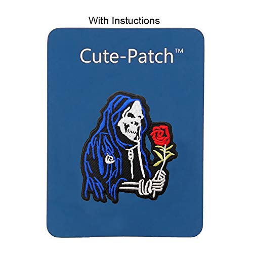 Halloween Grim Reaper Skeleton Embroidered Iron On Patch - DIY Costume & Jacket Decoration for Cosplay, Halloween Parties & Gothic Fashion