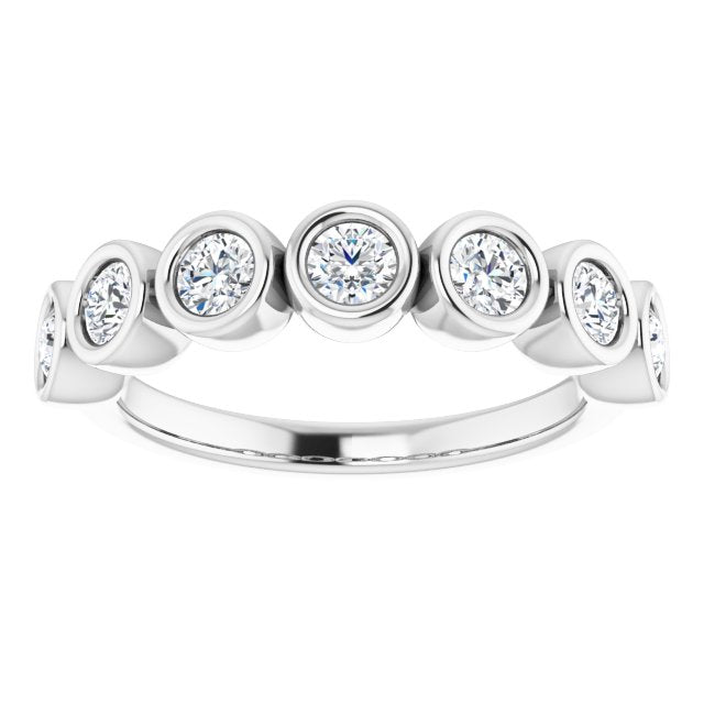 0.70 Carat Bezel Set Round Diamond Wedding Band - 7 Stone Anniversary Ring for Women - Perfect for Bridal, Engagement, Anniversary & Special Occasions
