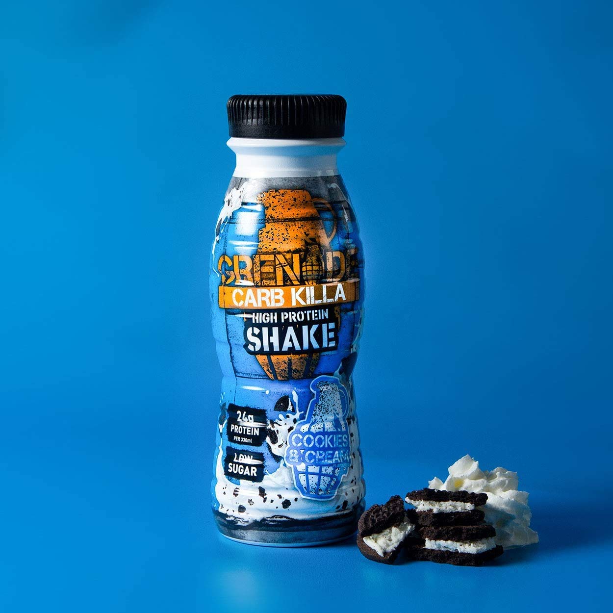 Grenade Carb Killa Protein Shake - Cookies & Cream Flavor, 330ml (Pack of 8) | High Protein Low Carb Drink for Post-Workout Recovery, Meal Replacement & Weight Management