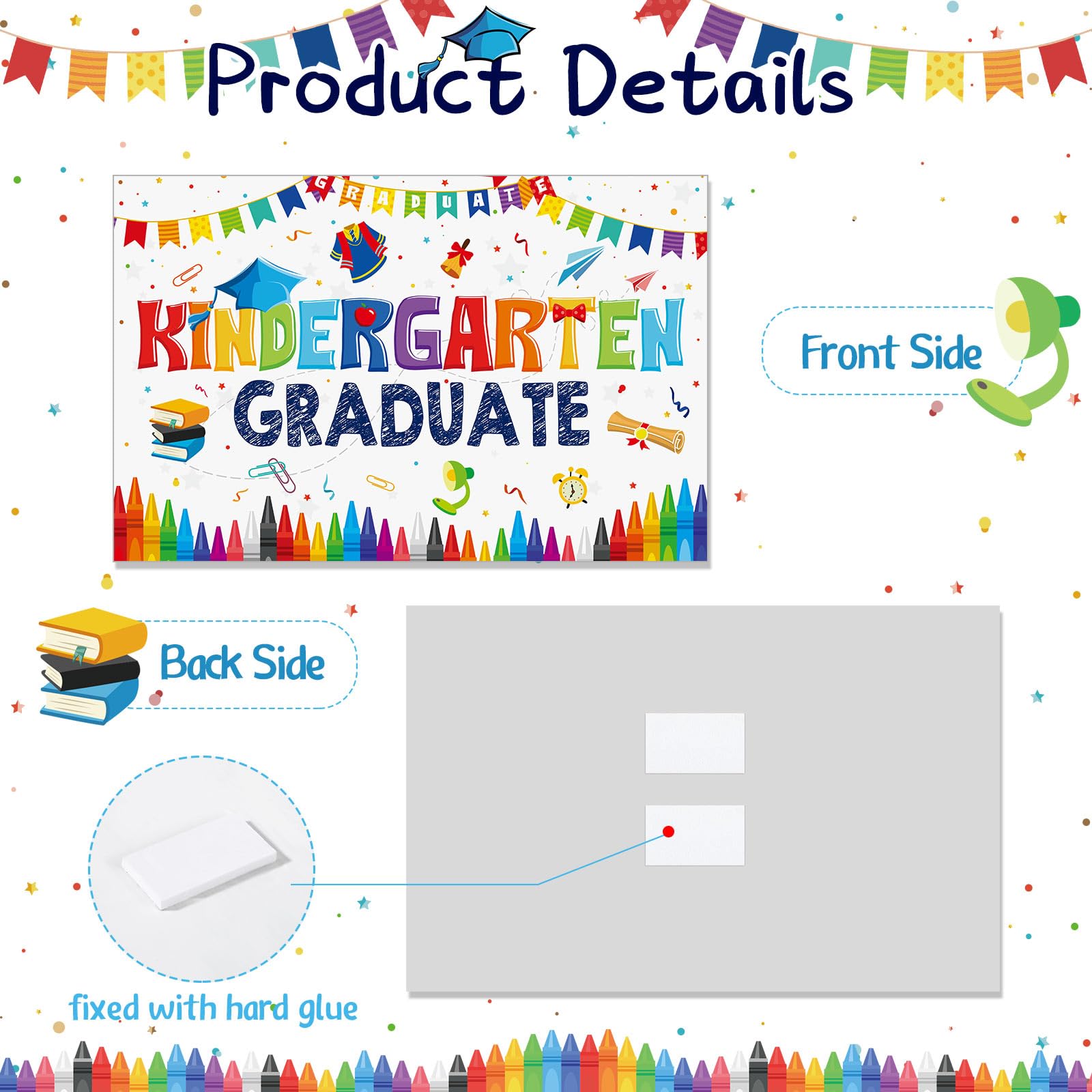 Maitys 2025 Kindergarten Graduation Yard Sign - Outdoor Lawn Decoration with Stake for Graduation Party, Ceremony & Backyard Celebration (White)