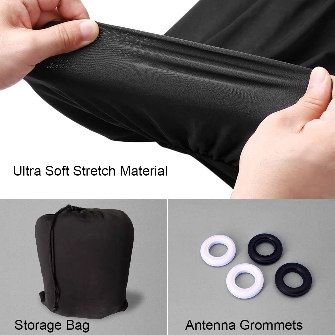 Patriot American Flag Car Cover - Black Stretch Satin Spandex Indoor Car Cover for Muscle Cars, Large & Medium Vehicles - Premium USA Flag Design with Storage Bag | Perfect for Car Shows, Garage Protection & Seasonal Storage