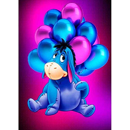 BETTER SELECTION DIY 5D Diamond Painting Kit for Adults - Cute Eeyore Donkey Balloon Full Drill Cross Stitch Embroidery Art Craft, 11.8x15.7 Inch Home Wall Decor, Gift for Relaxation & Stress Relief
