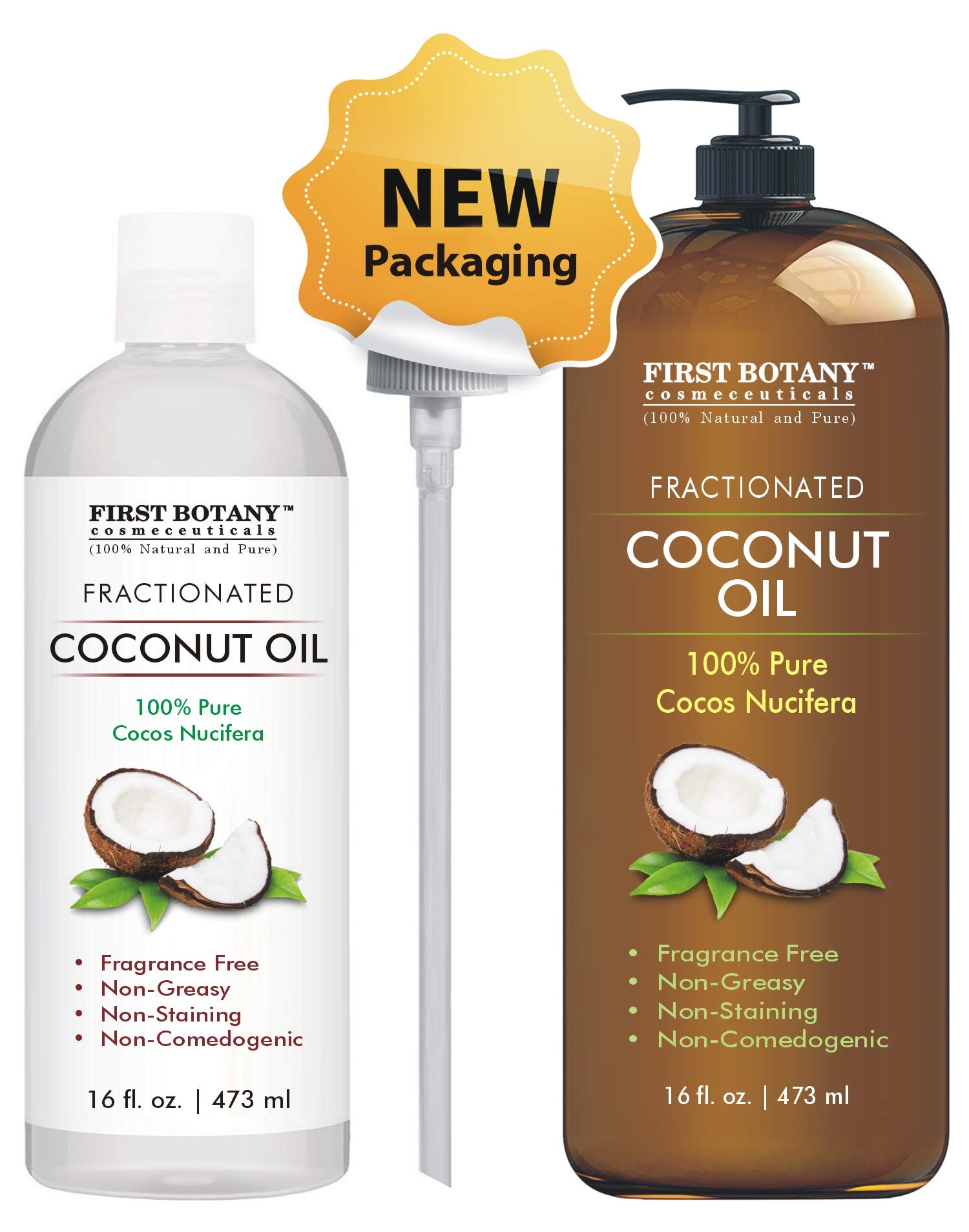 100% Pure Fractionated Coconut Oil 16 fl oz - Natural MCT Oil for Hair, Skin & Aromatherapy | Carrier Oil for Massage, Moisturizer & DIY Beauty Products | Perfect for Hair Care, Skin Hydration & Essential Oil Blending