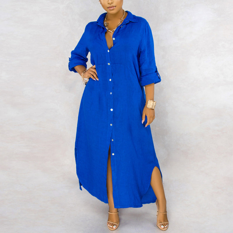 Stylish Solid Color Shirtdress for Women - Casual & Office Wear - Perfect for Work, Dates & Everyday Outfits