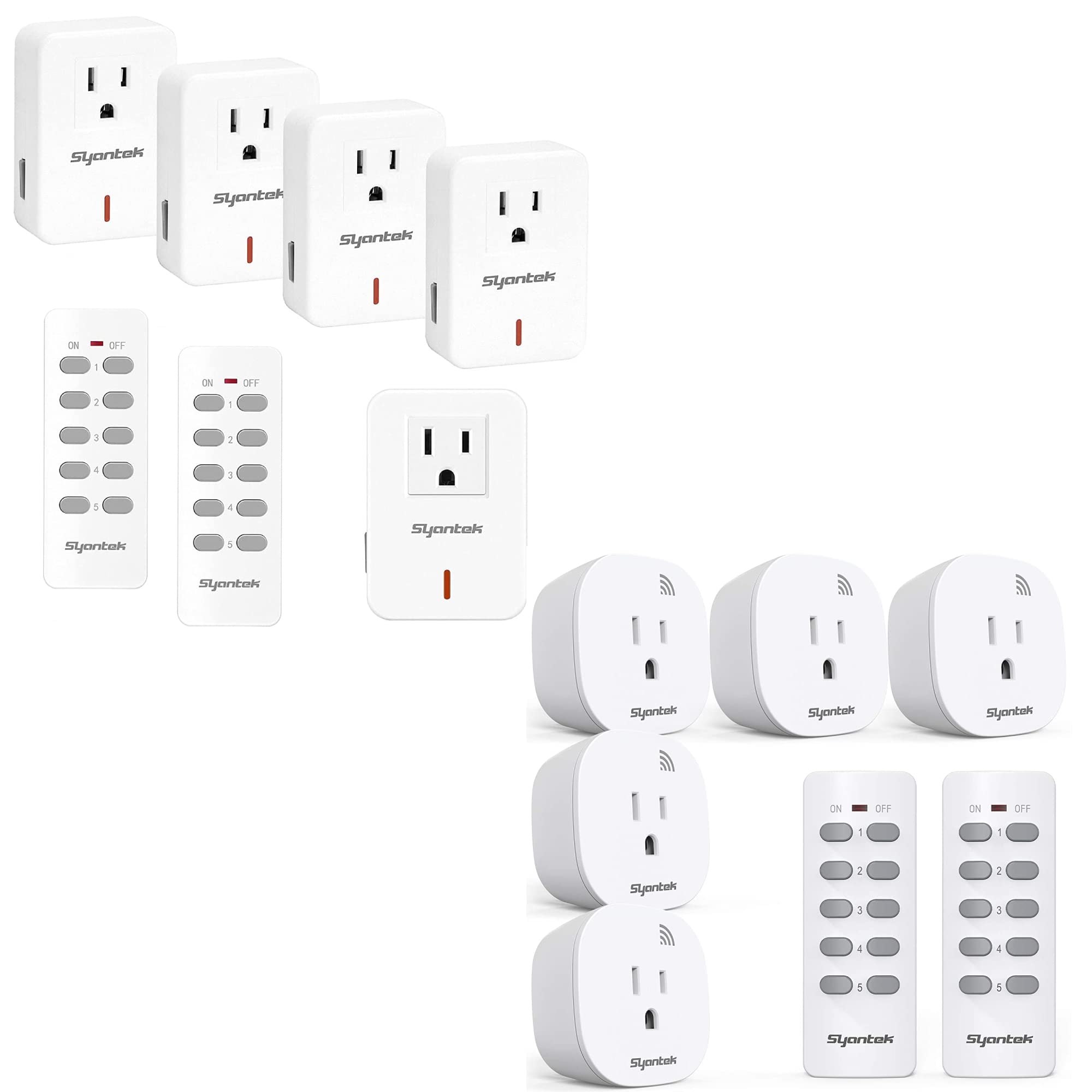 Syantek 5-Outlet Wireless Remote Control Light Switch for Home Appliances with 2 Remotes - Smart Home Automation for Lamps, Fans & Electronics (Easy Installation & Energy Saving)