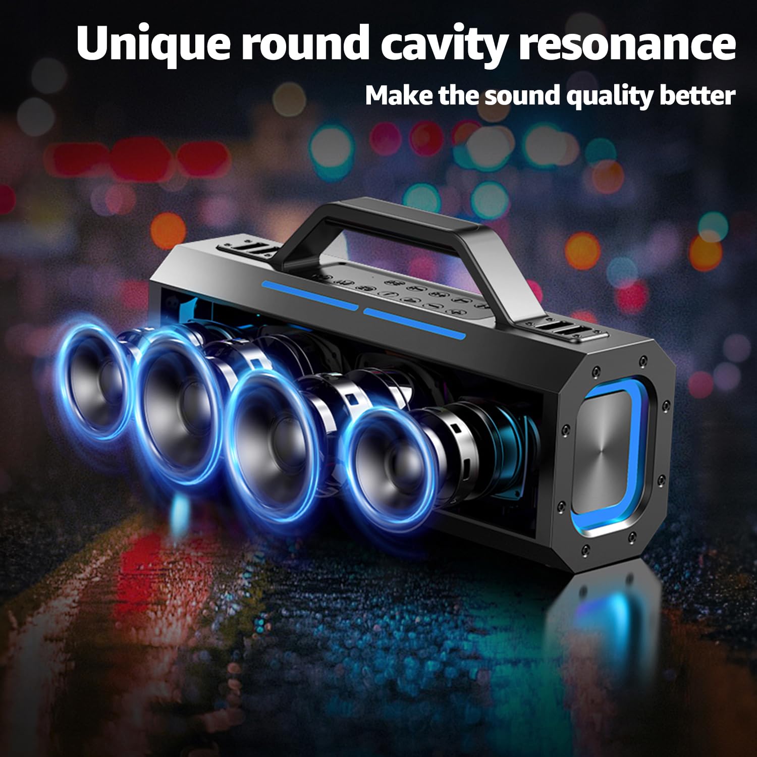 60W Portable Bluetooth Speaker with Deep Bass & Subwoofer - 18000mAh Power Bank, IPX6 Waterproof, 3 Lighting Modes, 100dB Loud Wireless Outdoor Speaker for Camping, Beach, Party, Garage & Home Use