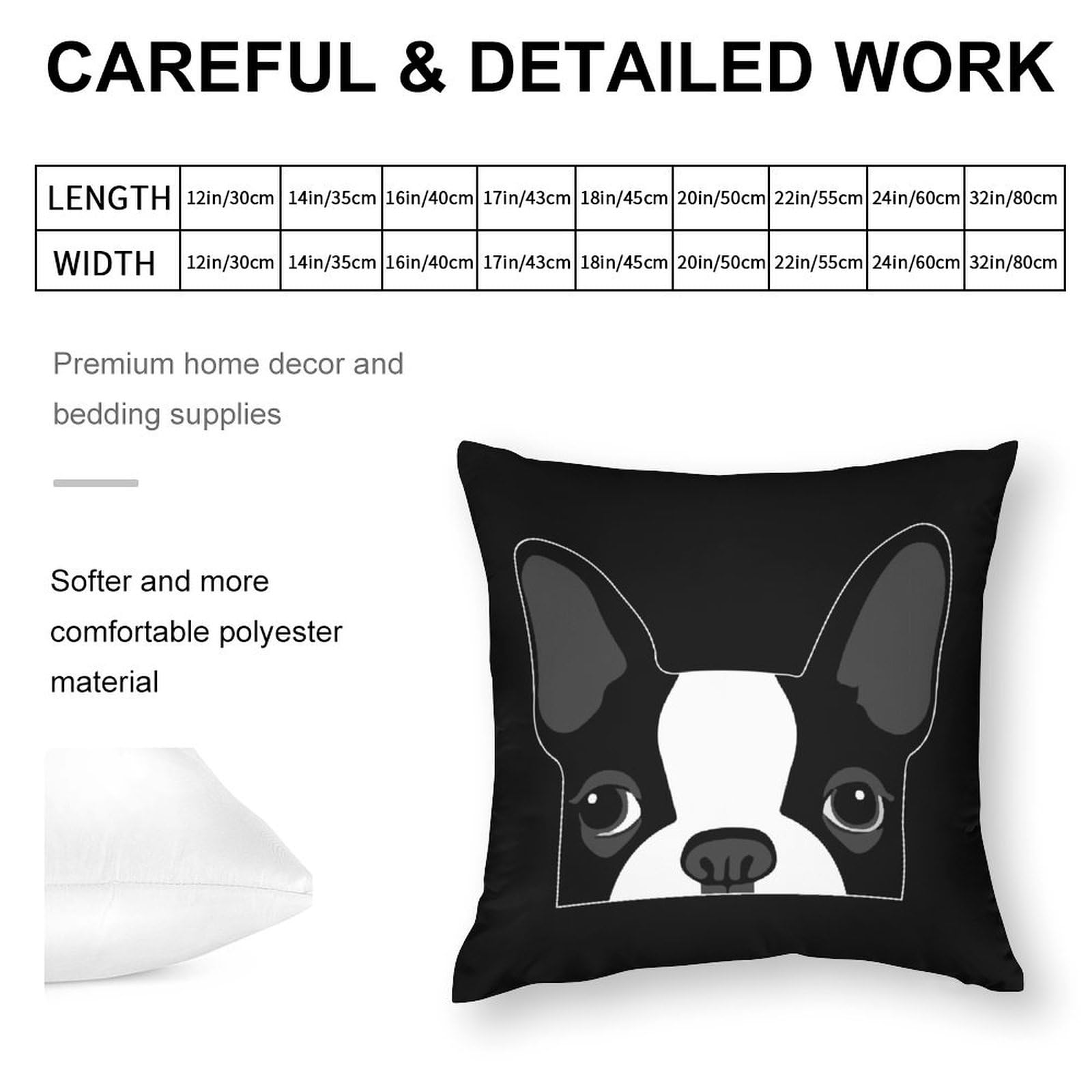 French Bulldog Head Polyester Pillow Cases - Soft & Smooth Cushion Covers for Sofa, Bed, Living Room Decor (32x32 Inches, 1 Piece) - Perfect for Home Decor, Gifts, and Pet Lovers