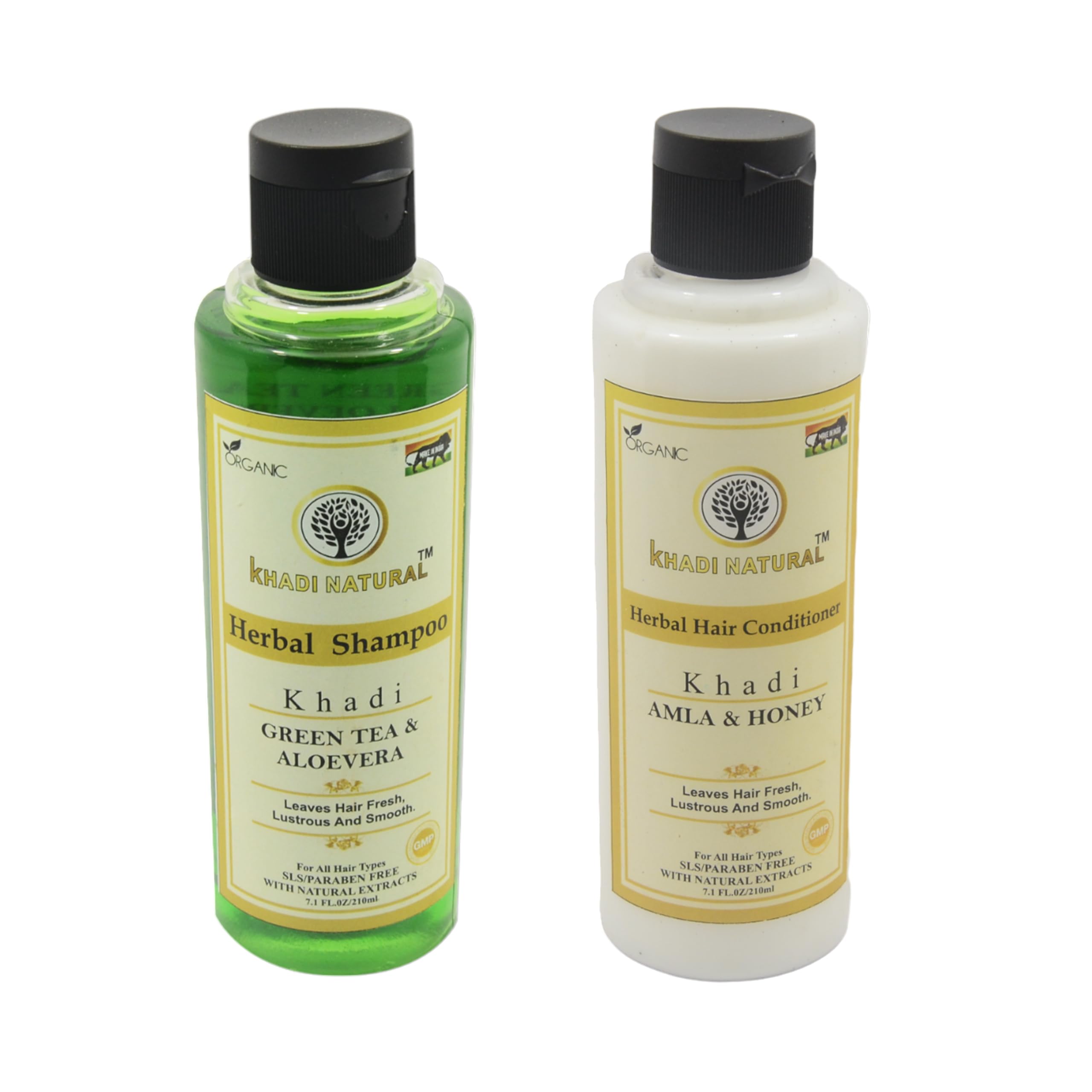 Khadi Natural Green Tea & Aloe Vera Shampoo with Amla & Honey Conditioner Set - 420ml Each | Sulfate-Free Hair Care for Dry Scalp & Damaged Hair | Perfect for Daily Use & Hair Repair Routine