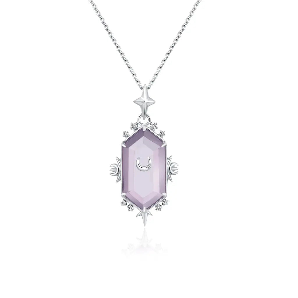 Asteria Genuine Lavender Quartz Pendant Necklace - Healing Crystal Jewelry for Women, Elegant Gift for Meditation, Yoga & Spiritual Wellness