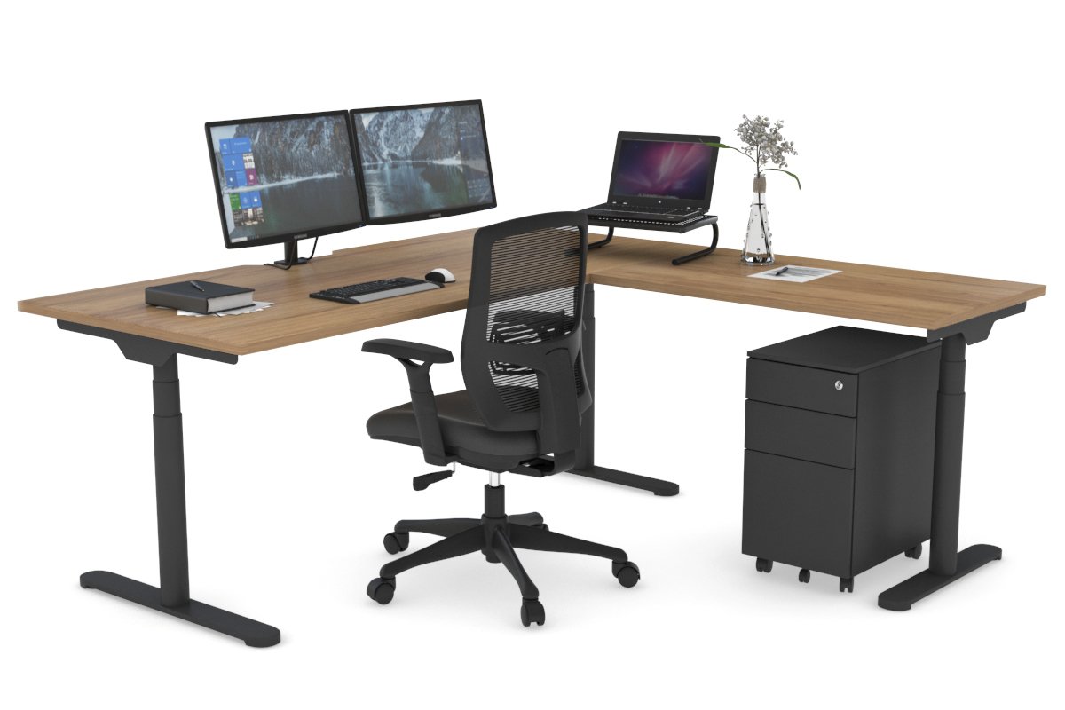 Flexi Premium Height Adjustable Corner Workstation Desk - 1800L x 1800W with Cable Management Scallop | Ergonomic Home Office & Gaming Setup for Comfortable Work