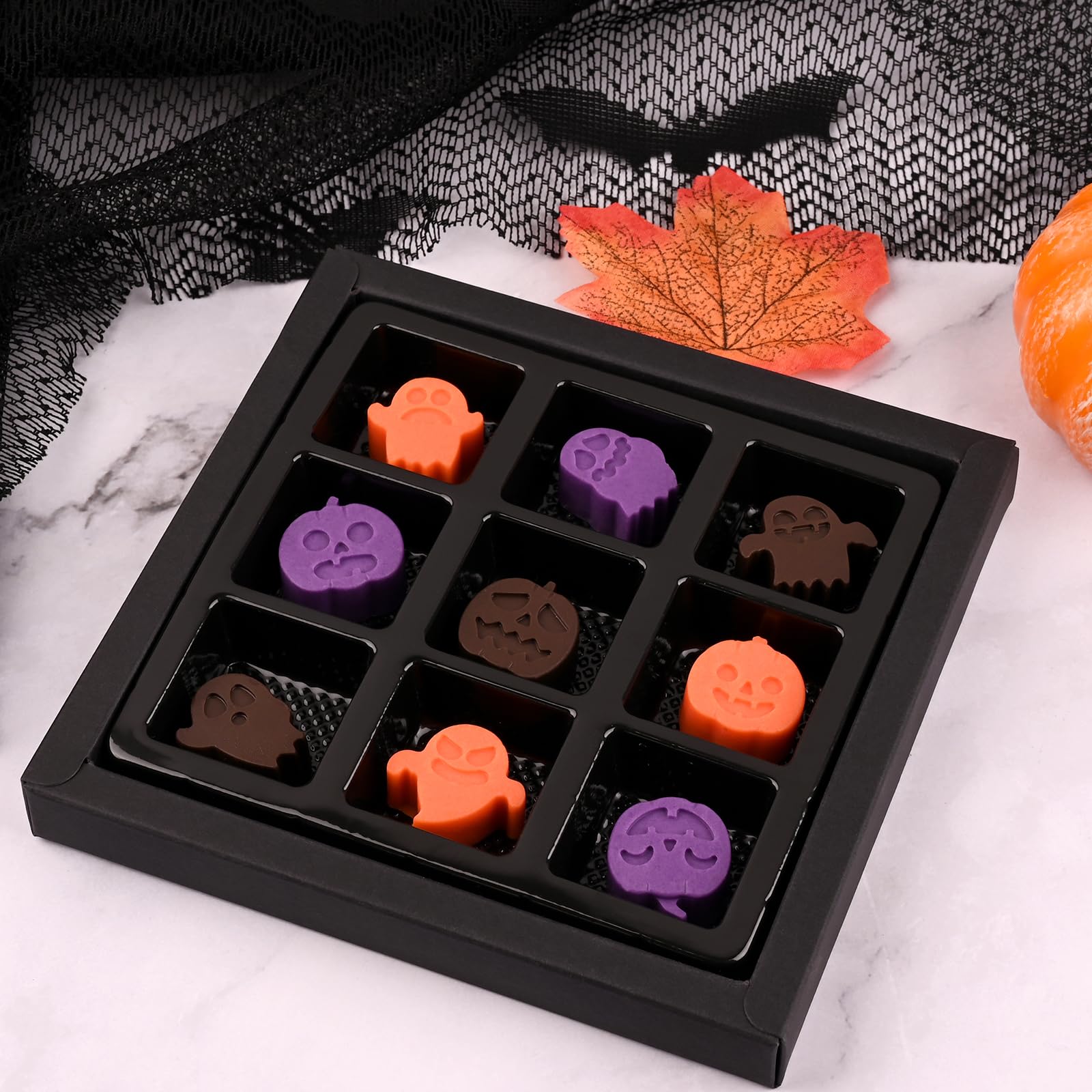 Halloween Silicone Candy Molds Set - 4 Pack Pumpkin & Ghost Chocolate Molds for DIY Treats, Jelly, Gummies, Wax Melts, Ice Cubes & Cake Decorating - Perfect for Halloween Parties, Home Baking & Holiday Crafts