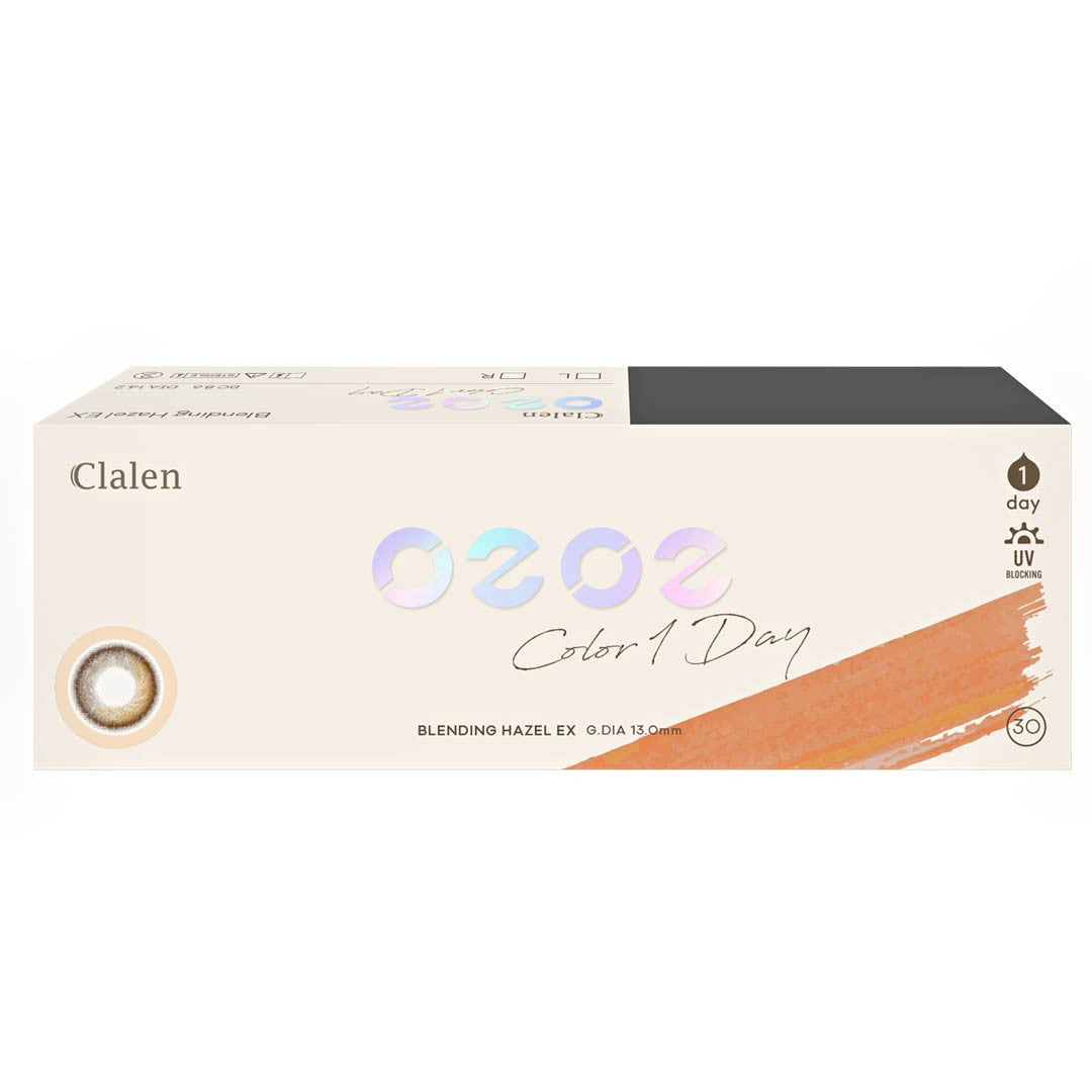 Clalen O2O2 Color 1Day Blending Hazel Contact Lenses (30pcs) - Silicone Hydrogel Daily Disposable Colored Contacts for Natural Eye Enhancement - Perfect for Cosplay, Halloween, and Everyday Wear
