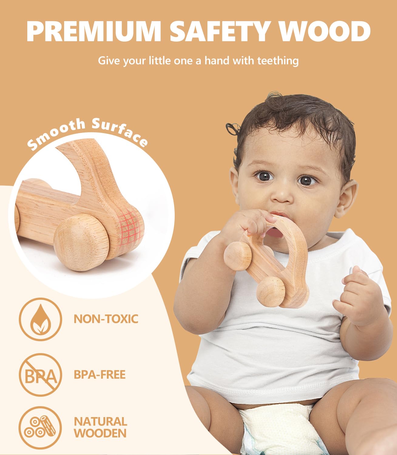 Wooden Baby Cars Toys for Toddlers 1-3 Years - Montessori Learning Toys for Nursery Decor & Playtime