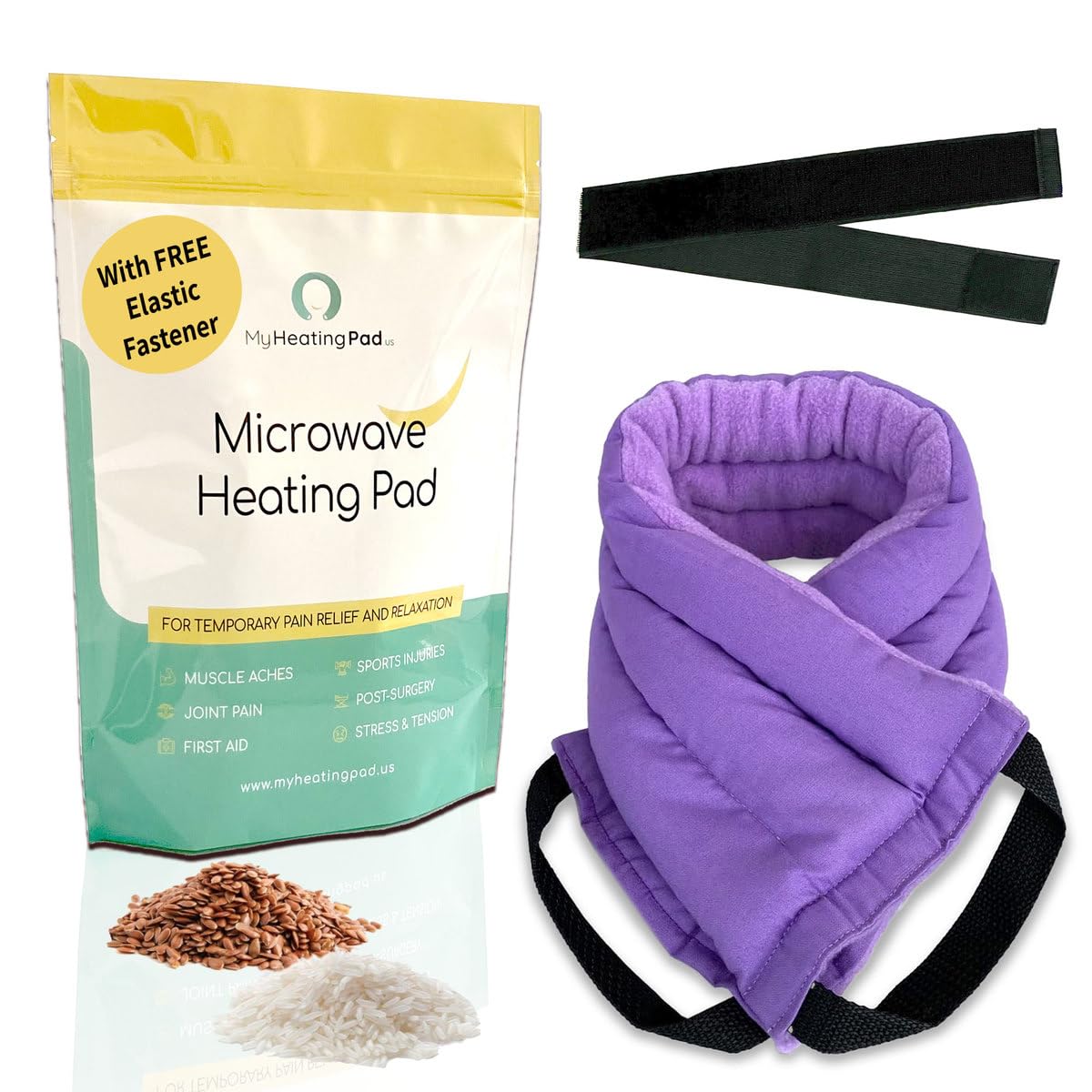 Microwave Heating Pads for Pain Relief - Moist Heat Therapy for Back, Neck & Shoulder Pain - Reusable Hot Pack for Muscle, Joint & Cramp Relief - Purple Microwaveable Heat Pad (Perfect for Home, Office & Travel Use)