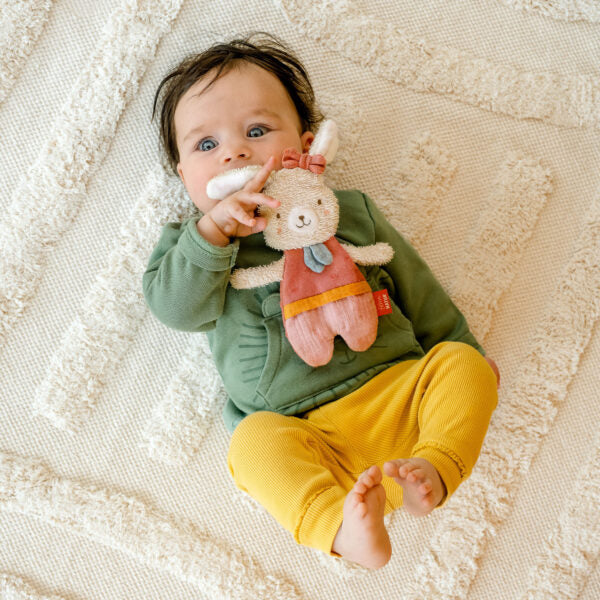 FehnNATUR Crinkle Hare Sensory Toy - Soft Baby Teething Toy for Infants & Toddlers - Perfect for Soothing Gums & Sensory Play