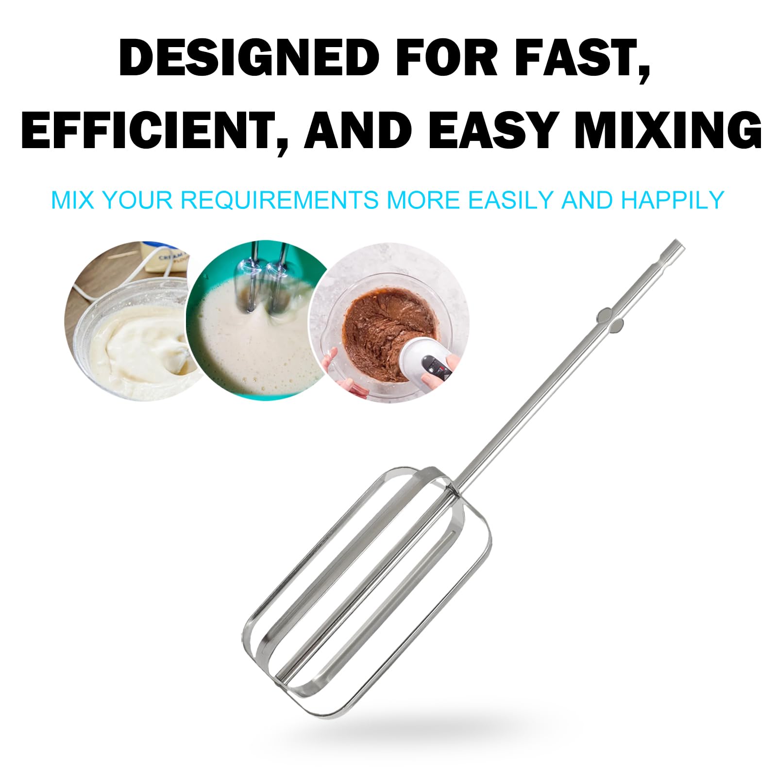 Hamilton Beach Hand Mixer Beaters Attachments - Durable Stainless Steel Replacement Mixer Blades for Baking, Whipping & Blending - Perfect for Cakes, Cookies, Creams & More