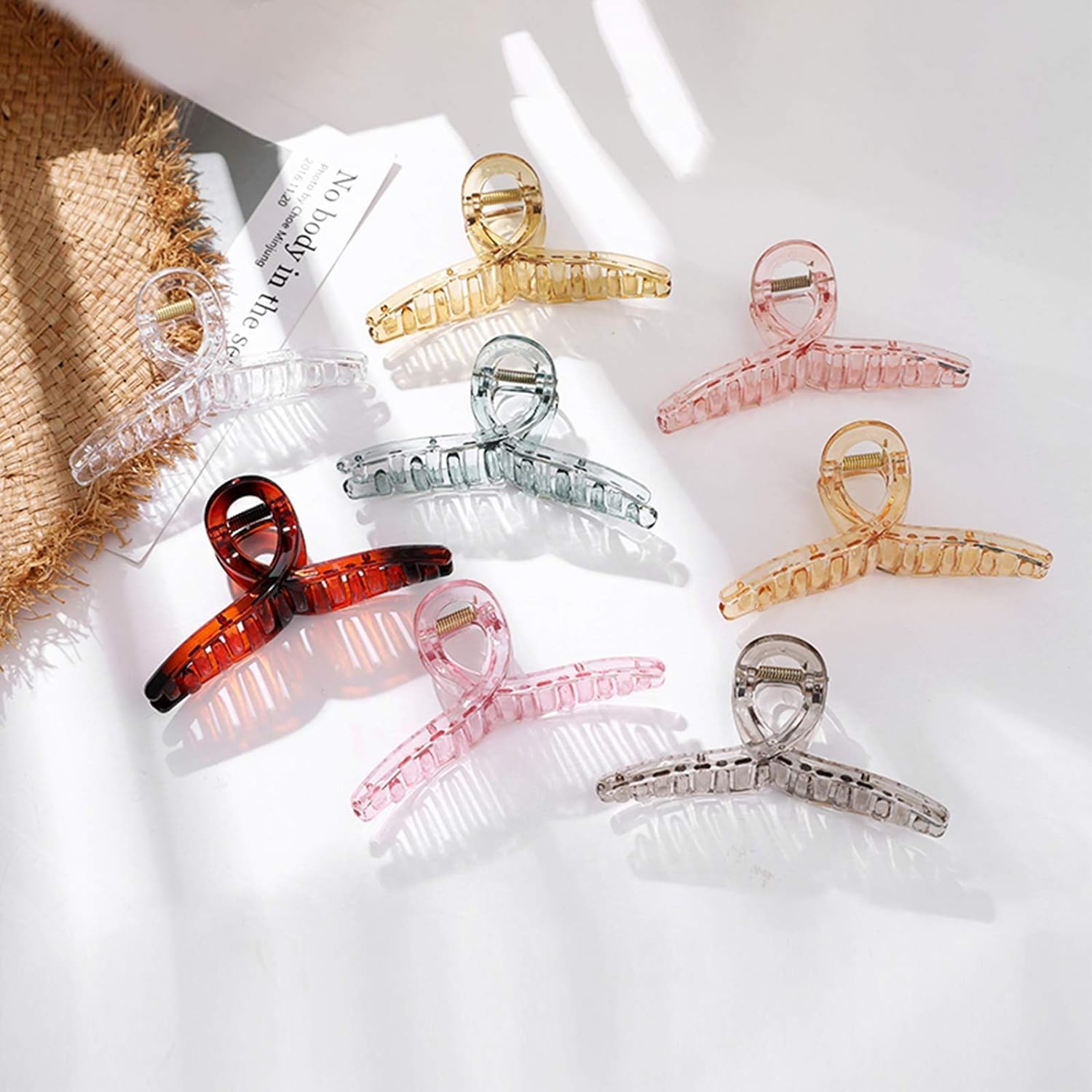 KROGER 4PCS Transparent Candy Color Hair Claw Clips - Large Strong Hold Butterfly Hair Clamps for Women, Hair Accessories for Thick Hair, Ponytail & Bun Styling