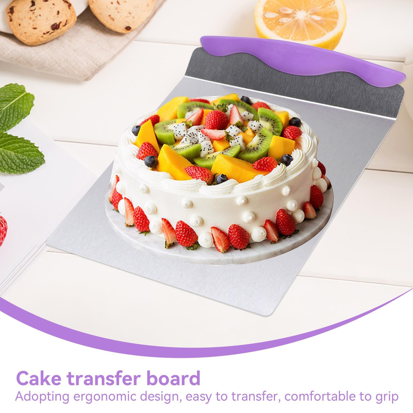 2 Pack Stainless Steel Cake Lifter & Pizza Transfer Tray - Heavy Duty Baking Spatula for Moving Cakes, Pies, Bread & Pastries - Perfect for Home Kitchens, Bakeries & Catering Services