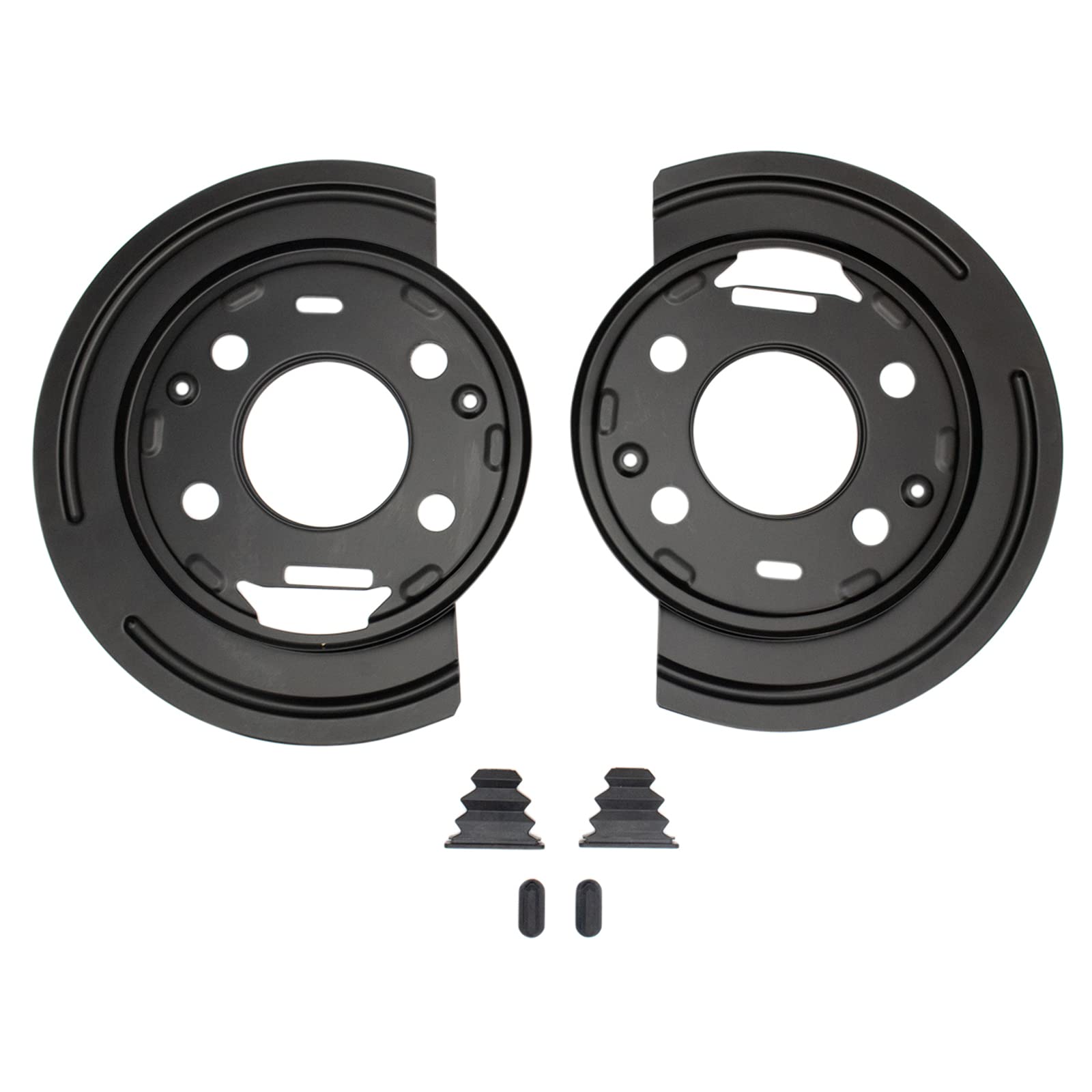 TRQ Rear Ceramic Brake Pads & Rotors Kit with Parking Shoes & Backing Plates for GM Silverado/Sierra 1500/2500/3500 Trucks - Perfect for Heavy-Duty Towing & Off-Road Driving