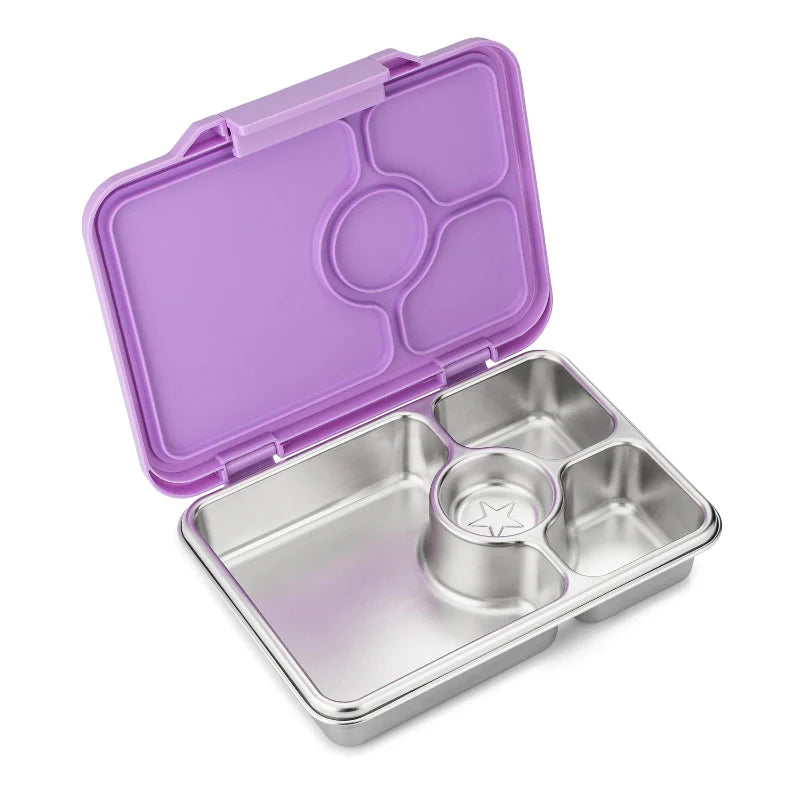 Yumbox Prêt Stainless Steel Lunch Box - Leakproof Bento Box for Kids & Adults | Eco-Friendly Reusable Food Container | Perfect for School, Work, Picnics & Travel | Lavender Purple