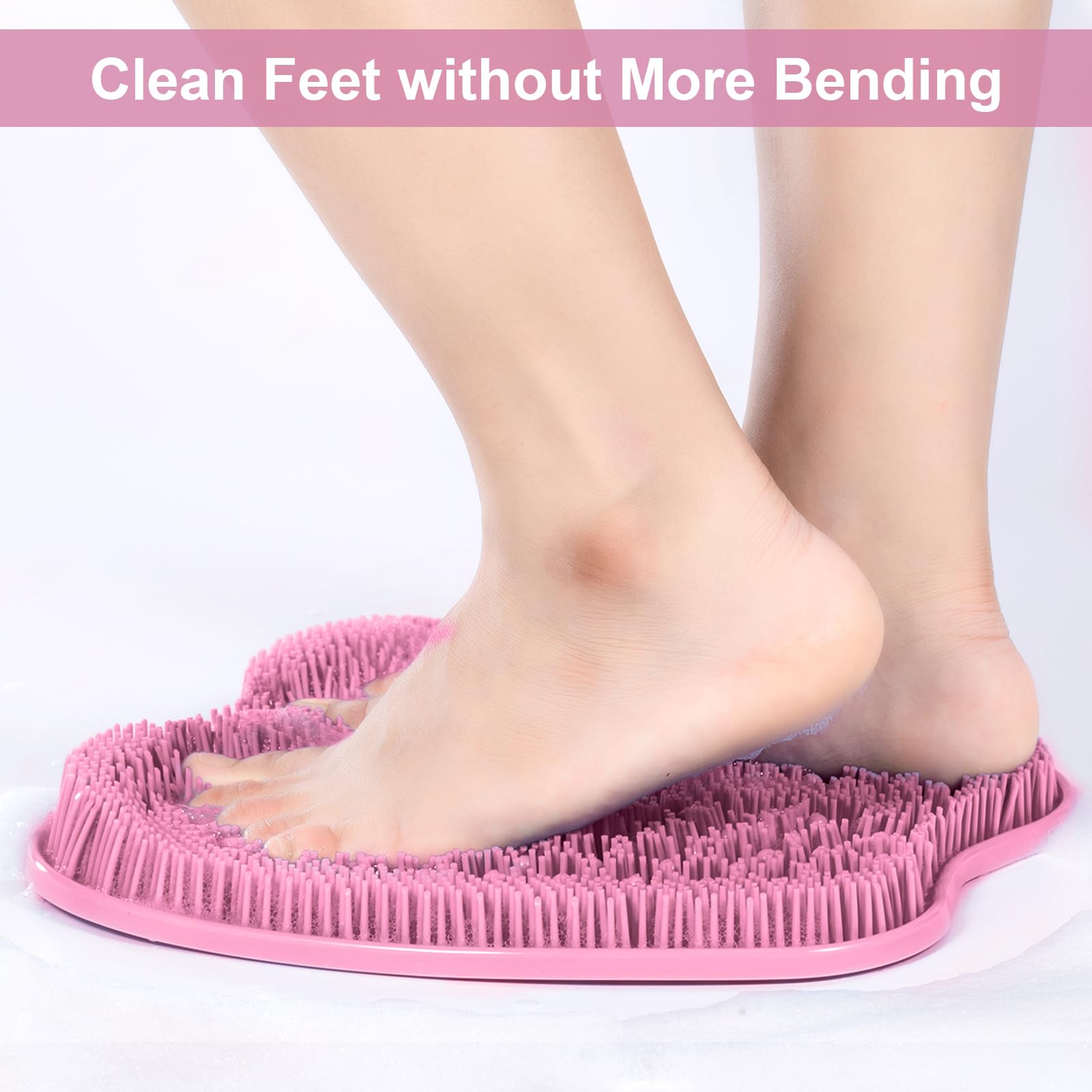 BESKAR Non-Slip Shower Foot Scrubber Mat - Exfoliating & Reflexology for Relaxing Feet - Perfect for Bath & Spa