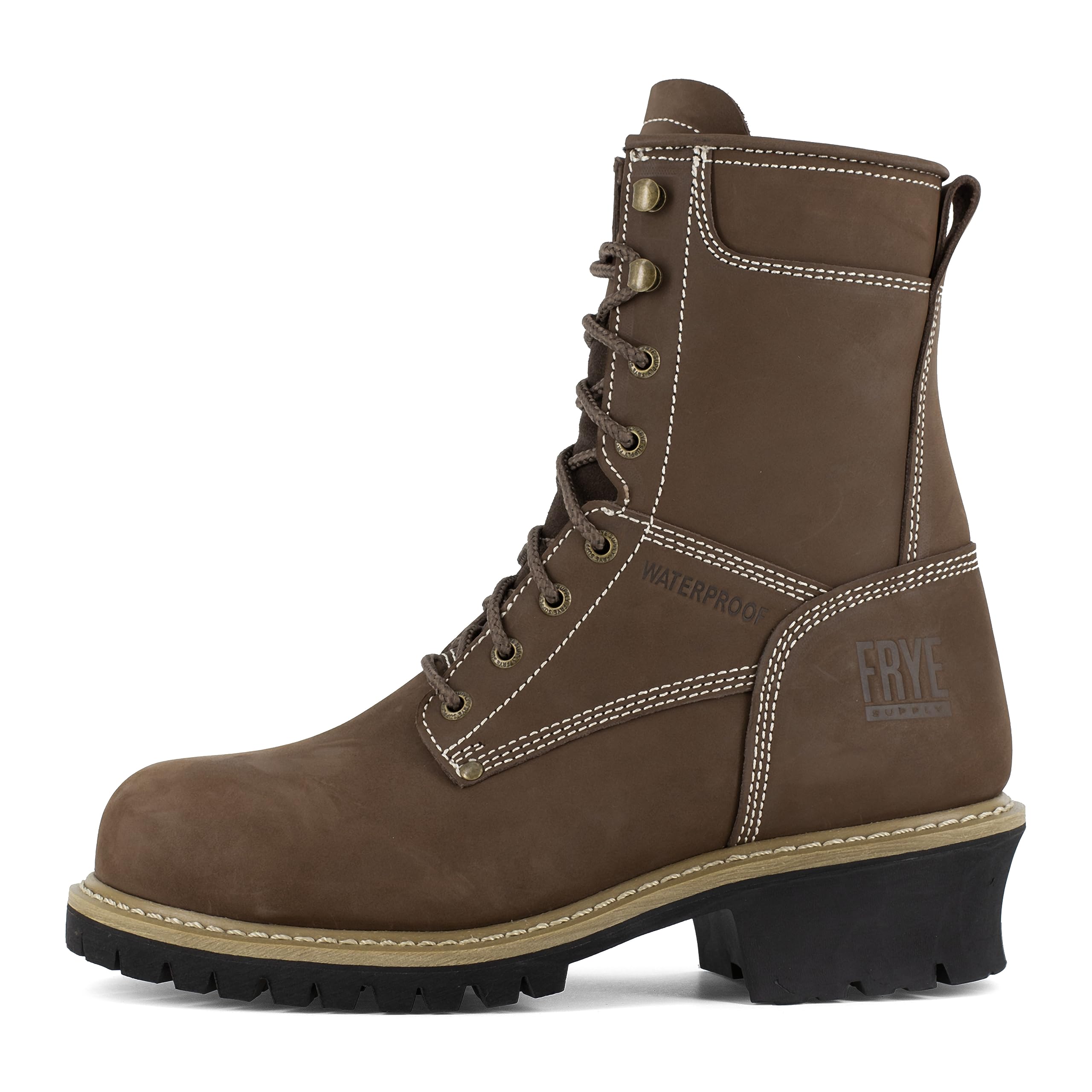 Frye Men's Safety-Crafted Logger Boot - Durable Work Boots for Construction, Hiking & Outdoor Activities - Waterproof Leather Steel Toe Work Shoes for Men