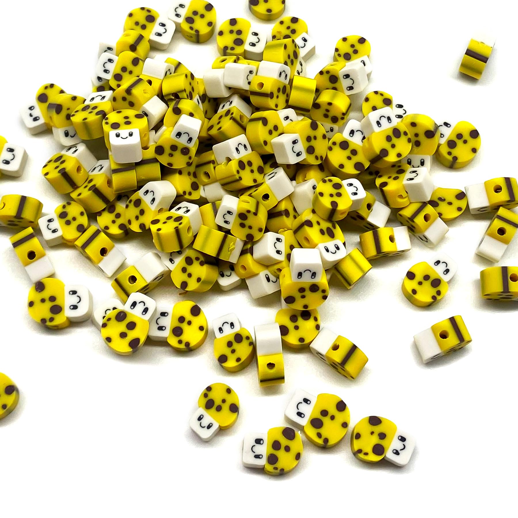 100 Pcs Polymer Clay Beads Mixed Heishi Spacer Beads for DIY Jewelry Making - Bracelet, Earring & Necklace Craft Supplies (Yellow Mushroom Design) | Perfect for Handmade Gifts, Boho Accessories & Creative DIY Projects