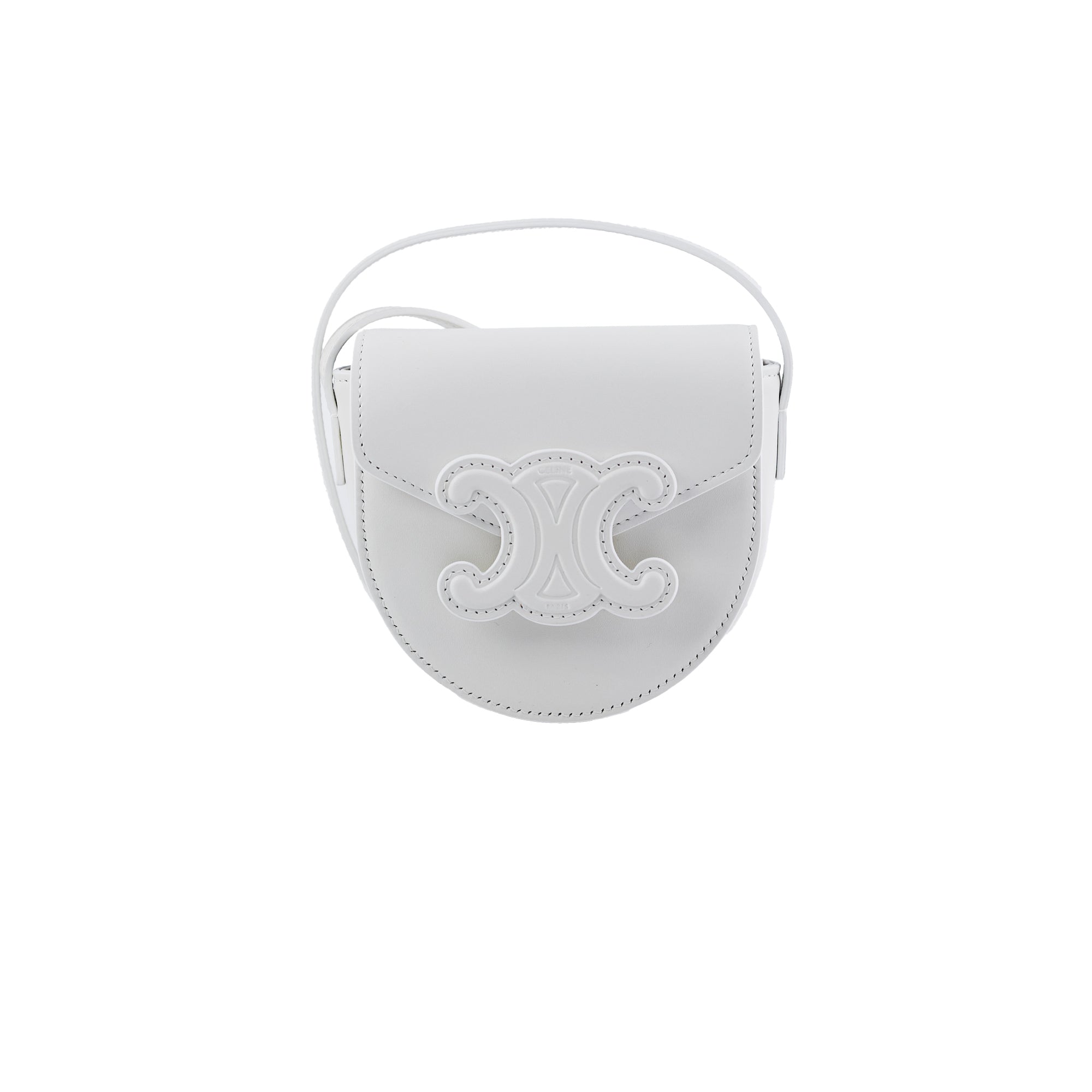 Celine Cuir Mini Triomphe White Leather Crossbody Bag for Women | Luxury Designer Handbag for Everyday Use, Date Night & Travel