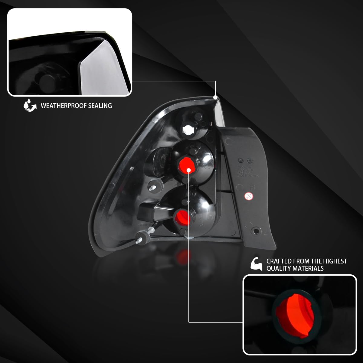 AUTOZENSATION Black Housing Clear Lens Tail Lights Pair - Compatible with 2004-2007 Chevy Malibu (All Models Except Maxx) - Left & Right Assembly - Upgrade Your Car's Rear Lighting for Enhanced Style & Safety