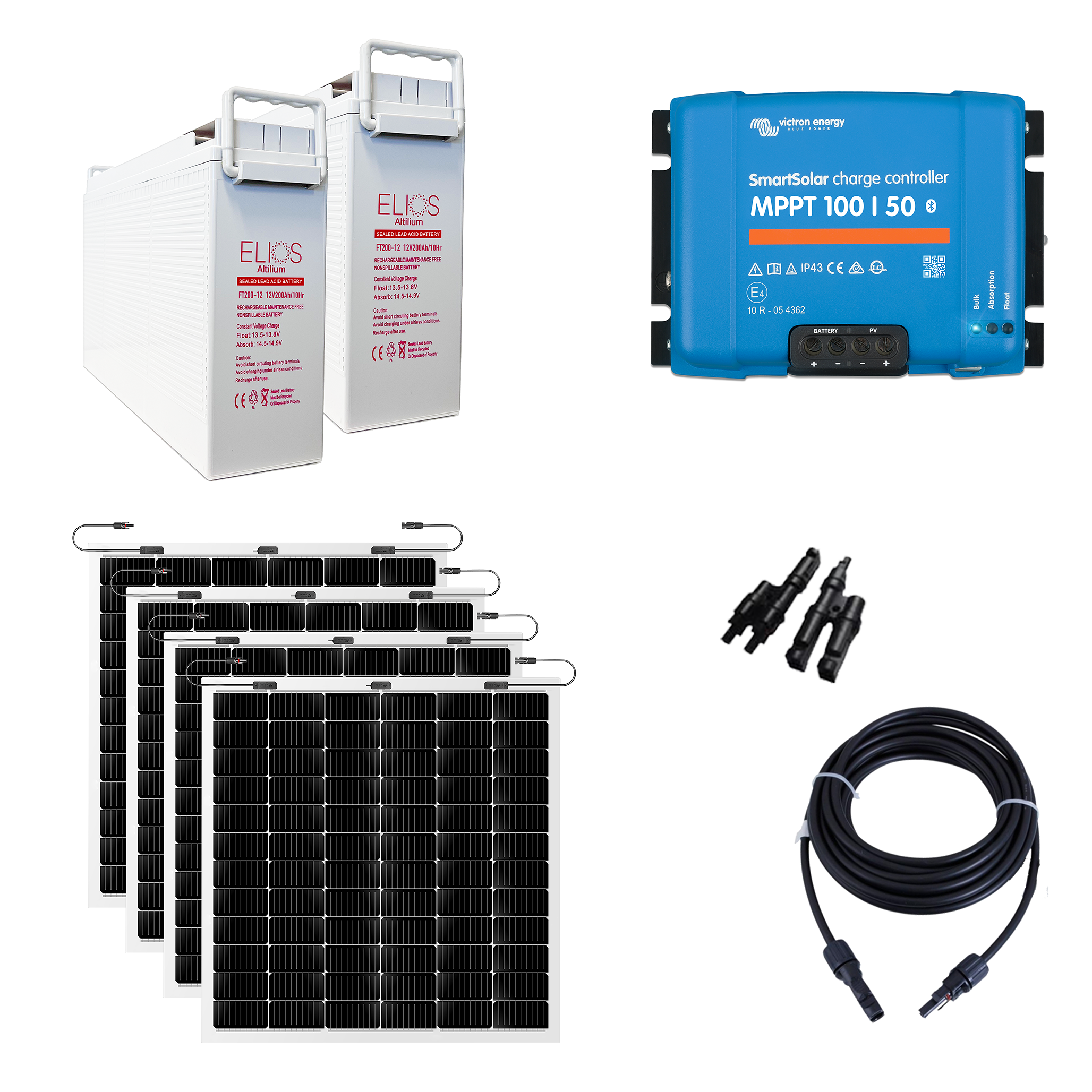 Victron Energy 630W/24V 4.8kWh Off-Grid Solar Power Bundle Kit 5 with Elios Inverter - Perfect for RV, Boat, Cabin & Remote Power Needs