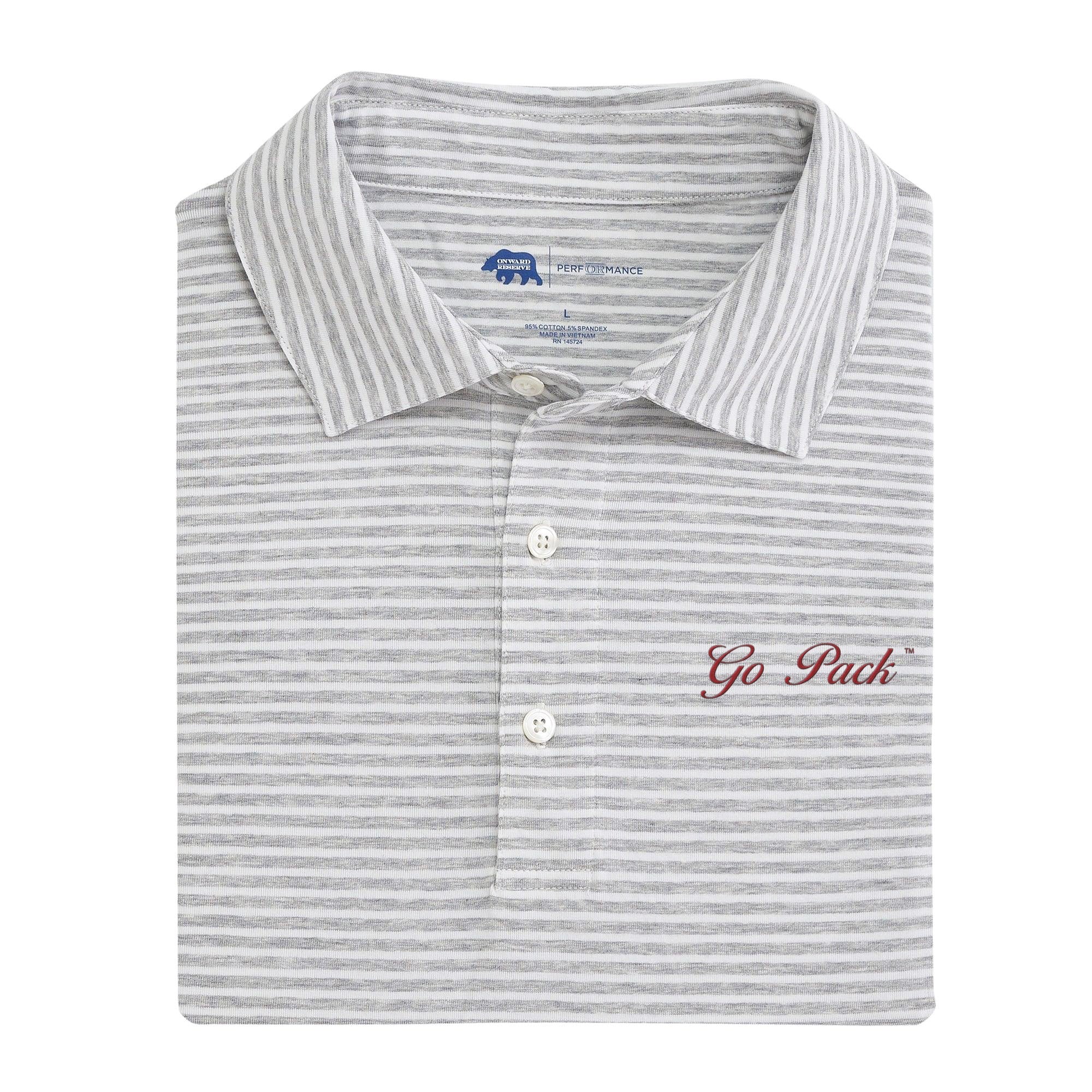 Vintage Script Stripe Icon Polo Shirt for Men - Heather Grey - Casual & Business Wear for Office, Golf, and Everyday Outfits