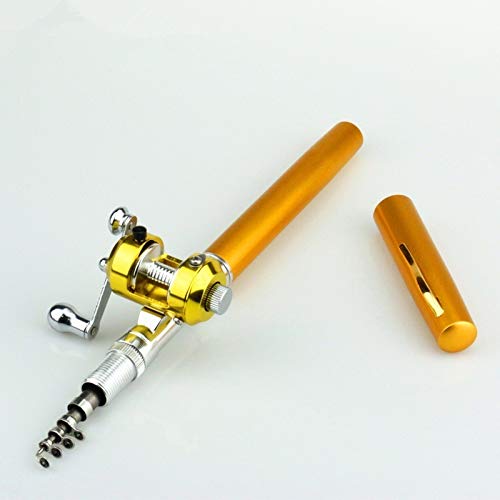 TOMYEUS Portable Telescopic Mini Fishing Rod - Compact Pen Shape Foldable Design with Reel Wheel for Outdoor, River & Lake Fishing | Perfect for Travel, Camping & Backpacking