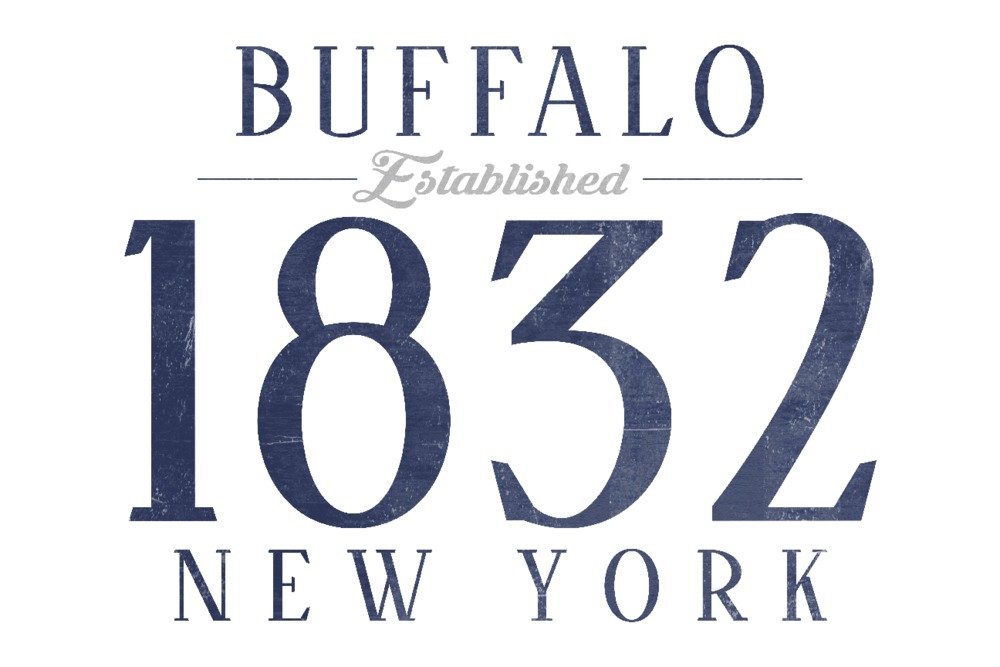 Buffalo New York Vintage Style Blue Wall Art Poster 12x18 - Historic Cityscape Decor for Home, Office & Dorm Room