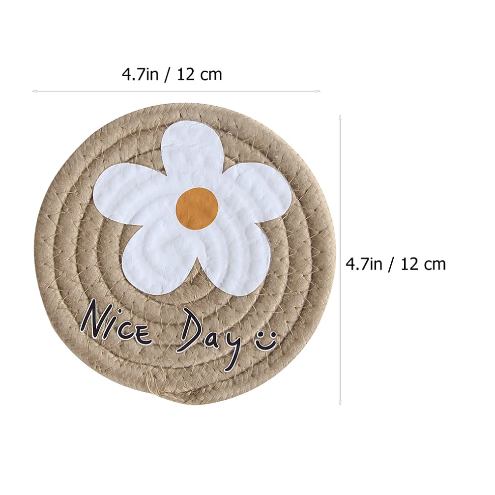 6Pcs Cotton String Placemats - Farmhouse Style Round Coasters for Coffee, Tea & Cold Drinks | Absorbent Cup Coasters for Dinner Parties, Rustic Home Decor & Kitchen Use