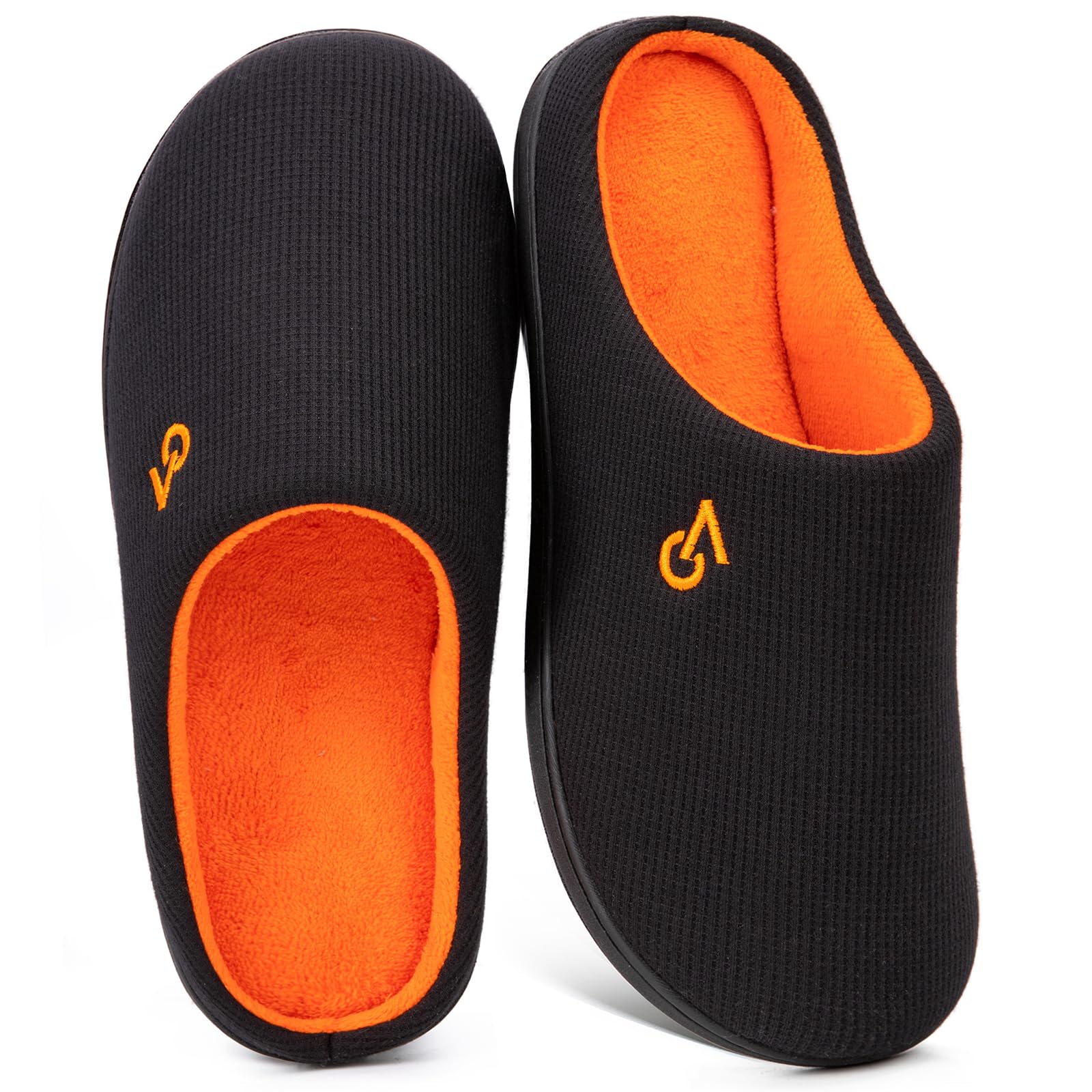 VeraCosy Men's Two-Tone Memory Foam House Slippers - Indoor/Outdoor Comfort Slippers with Durable Rubber Sole for Home, Garden & Backyard Relaxation