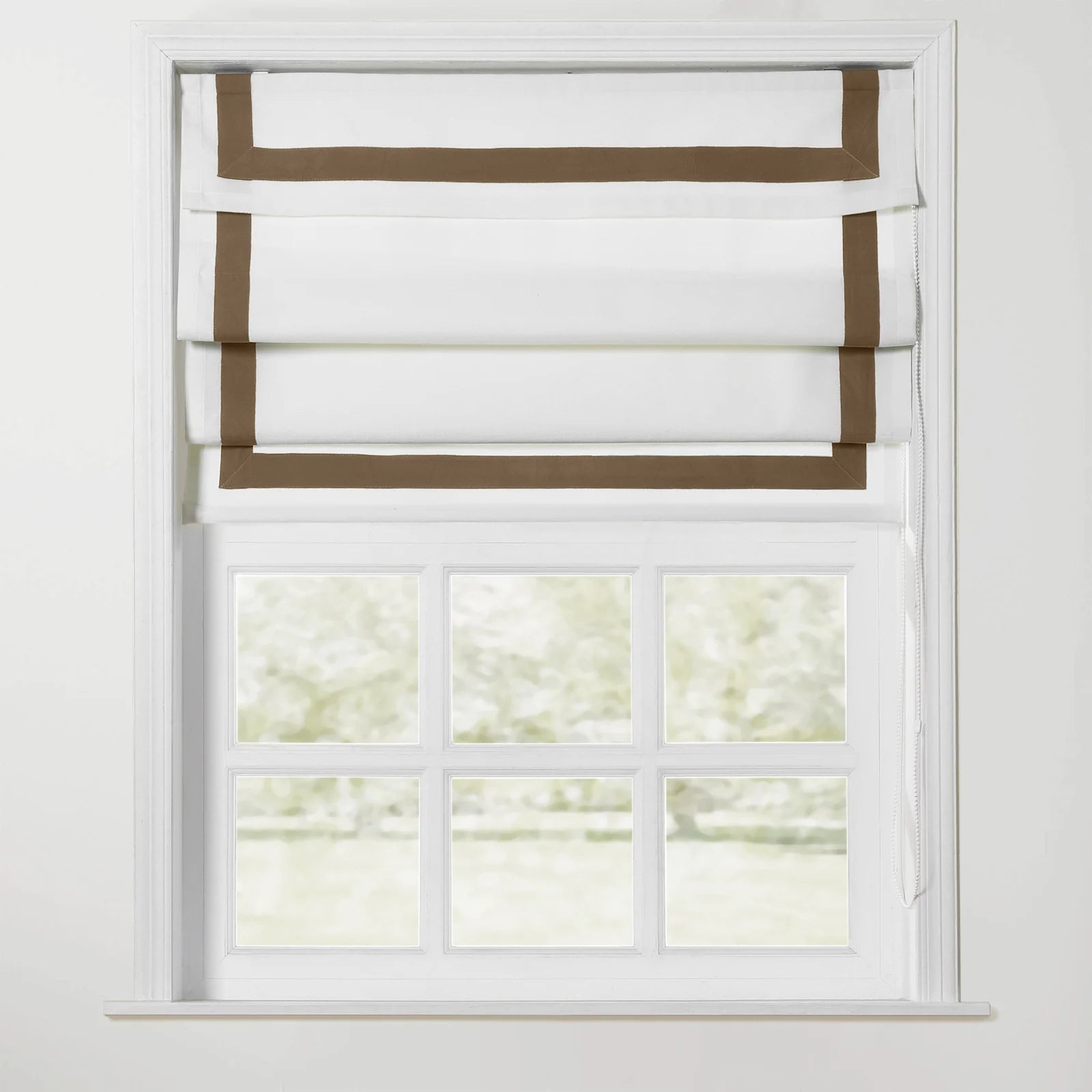 Tyrone Roman Shade with Border Cord Lift - Classic Window Treatment for Living Room & Bedroom - Blackout Fabric for Light Control & Privacy