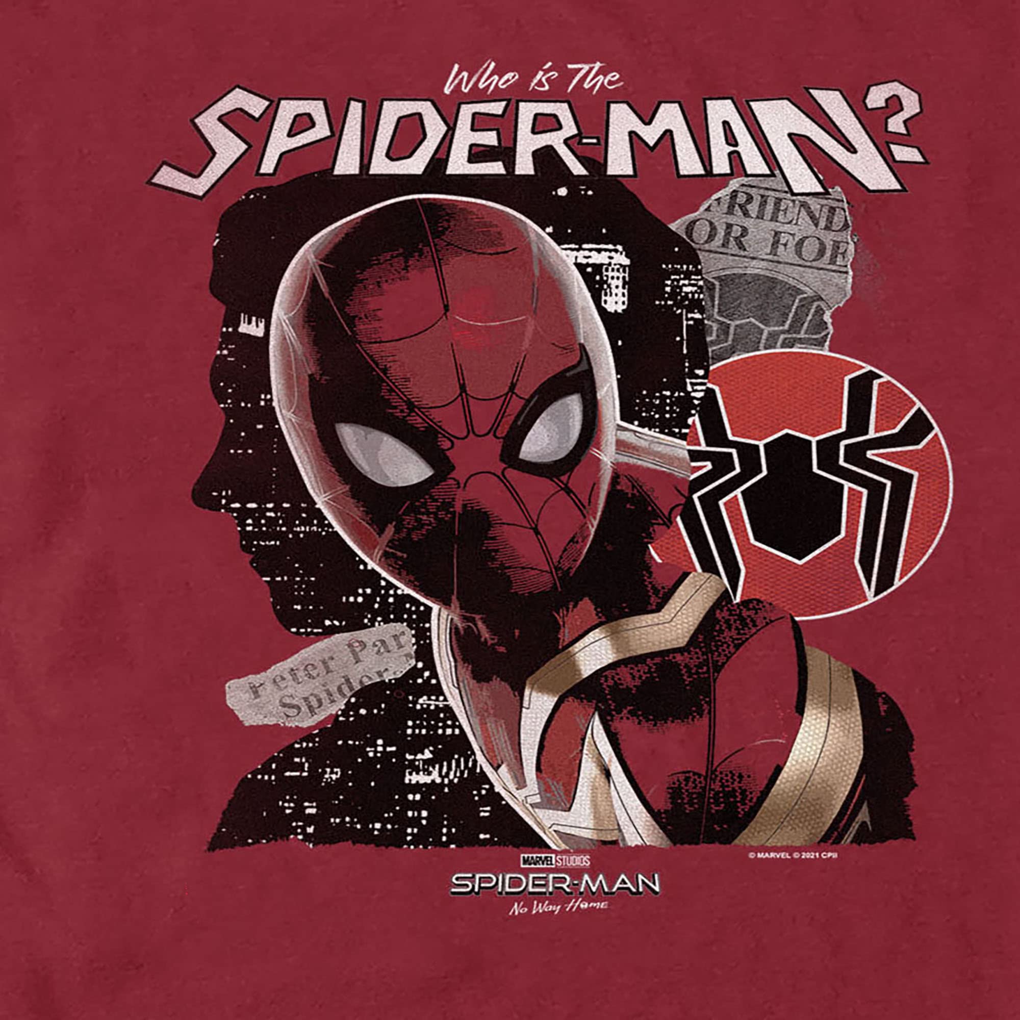 Men's Marvel Spider-Man: No Way Home Who is The Spider-Man Graphic T-Shirt | Superhero Movie Merchandise | Casual Wear & Cosplay Outfit